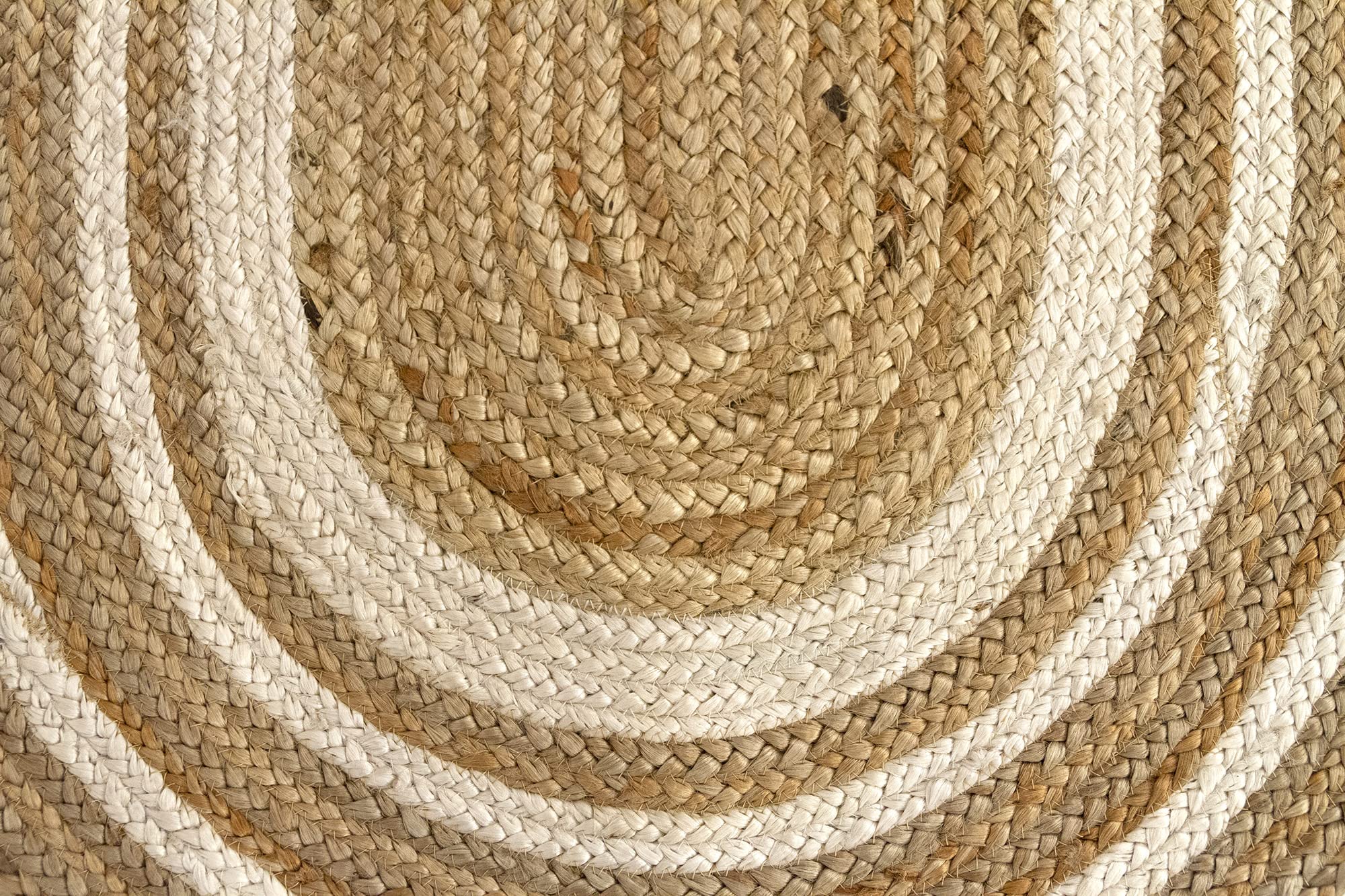 HAMID Alfombra Yute Alhambra Ovalada Natural, Alfombra 100% Fibra de Yute Color Greca Blanca (140x70cm)