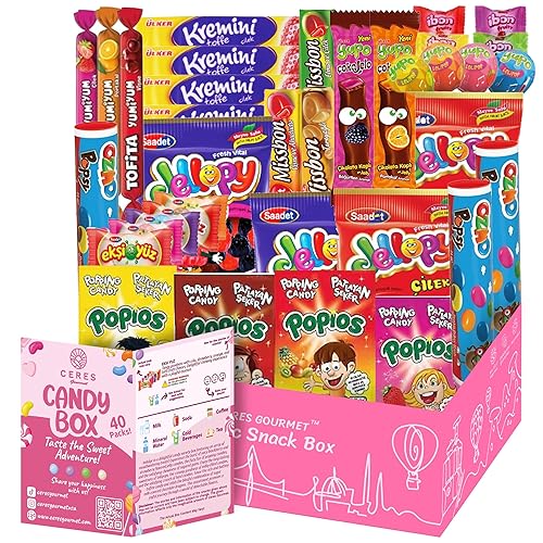 Caja de dulces de todo el mundo, caja de regalo de dulces misteriosos únicos extranjeros, 40 unidades, caja variada de aperitivos exóticos