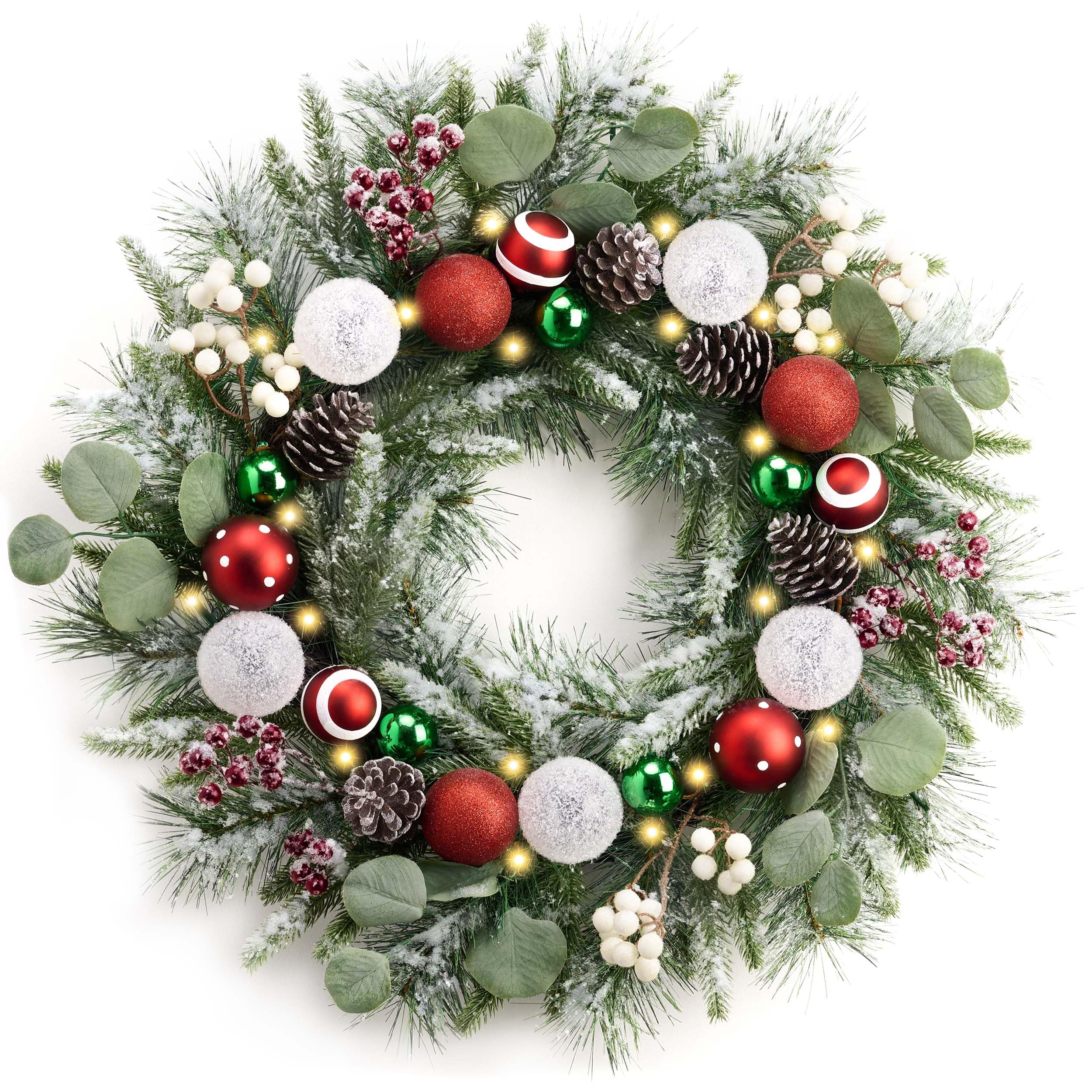 Grande couronne de Noël haut de gamme aux couleurs traditionnelles