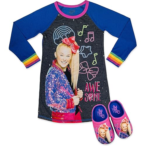 JoJo Siwa Long Girls Pajama Set with Slippers, Dorm Pajama Girls sizes