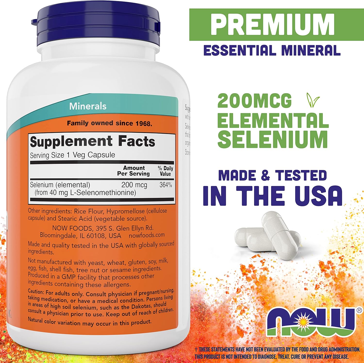 Now Foods Selenium 200mcg Capsules, 300 Count - L Selenomethionine Mineral Supplement for Women & Men - Veg Caps, Non-GMO, Vegan Friendly, Yeast-Free : Health & Household