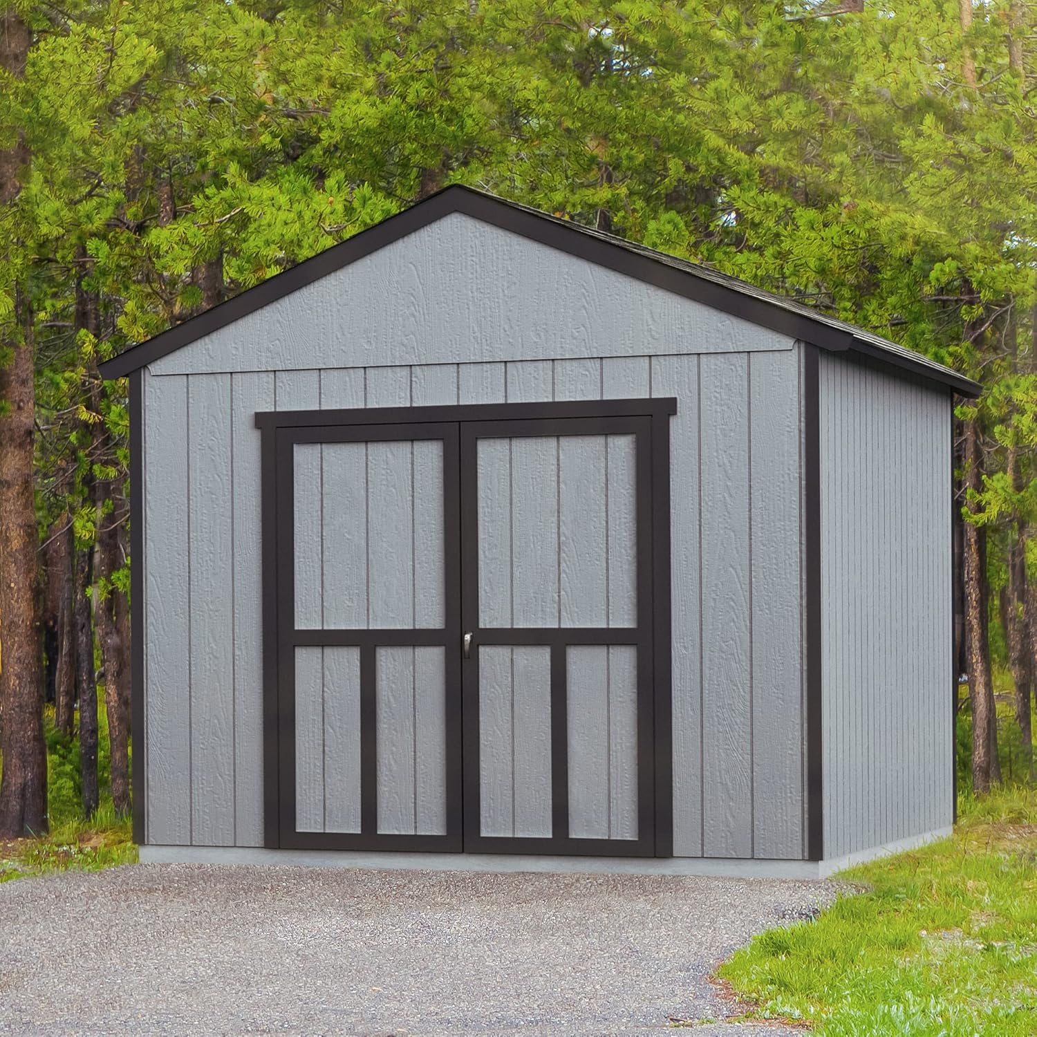 Handy Home Products Astoria 12x16 DoitYourself Wooden Storage Shed with Floor
