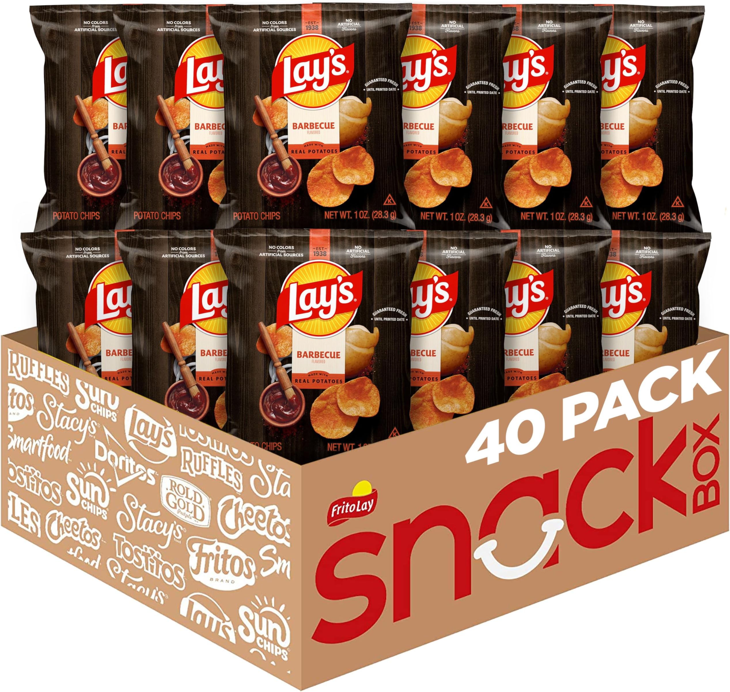 Barbecue Flavored Potato Chips, 1 oz Bags, (40 Pack) (Packaging and Formula May Vary)