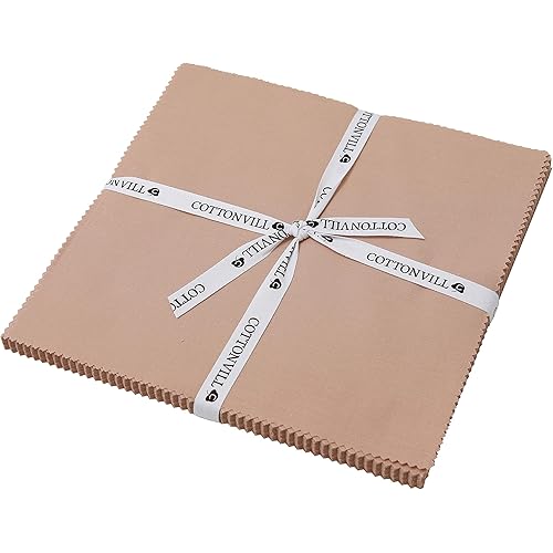 COTTONVILL 20COUNT Cotton Solid Quilting Fabric (10inch Square, 06-Warm Sand)