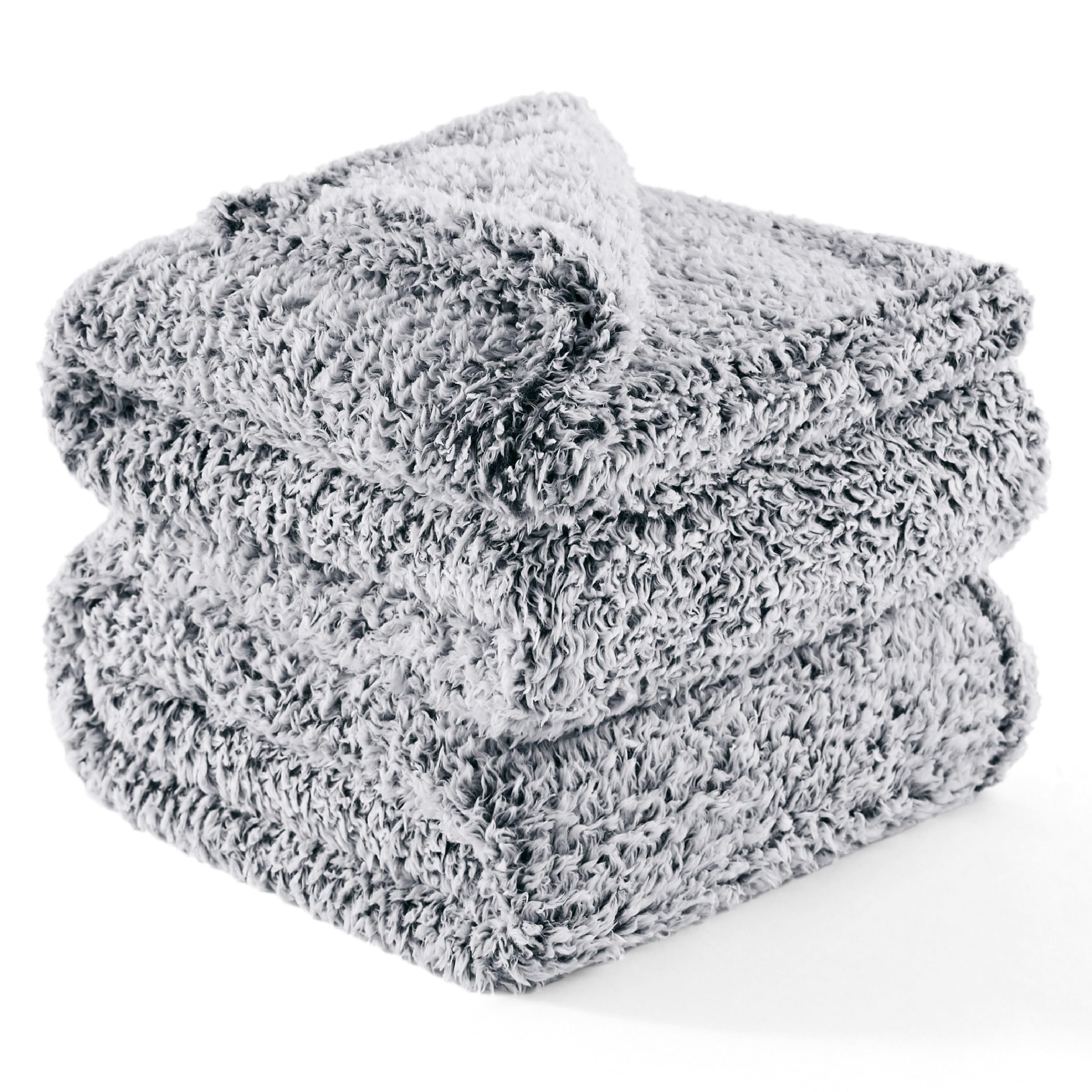 Bedsure Fleece Sherpa Throw Blanket - Fluffy Soft Cosy Fuzzy Furry Warm Blanket for Bed Double, Grey, 150x200cm