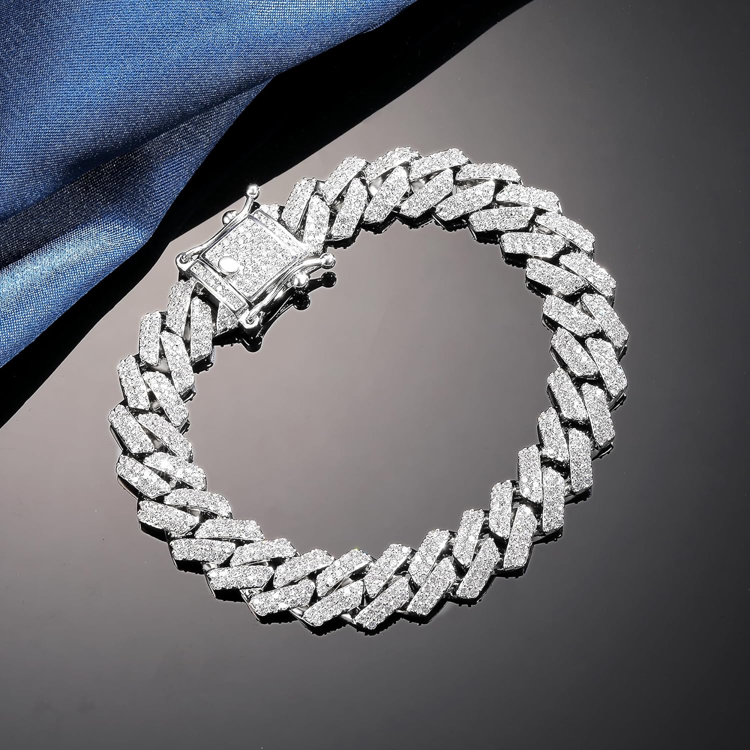 Gemsme Miami Cuban Bracelet for Men Women, 18K White/Yellow Gold Plated Full Iced Out Cubic Zirconia Cuban Link Chain Hip Hop Bracelet Hip Hop Jewelry - Image 4