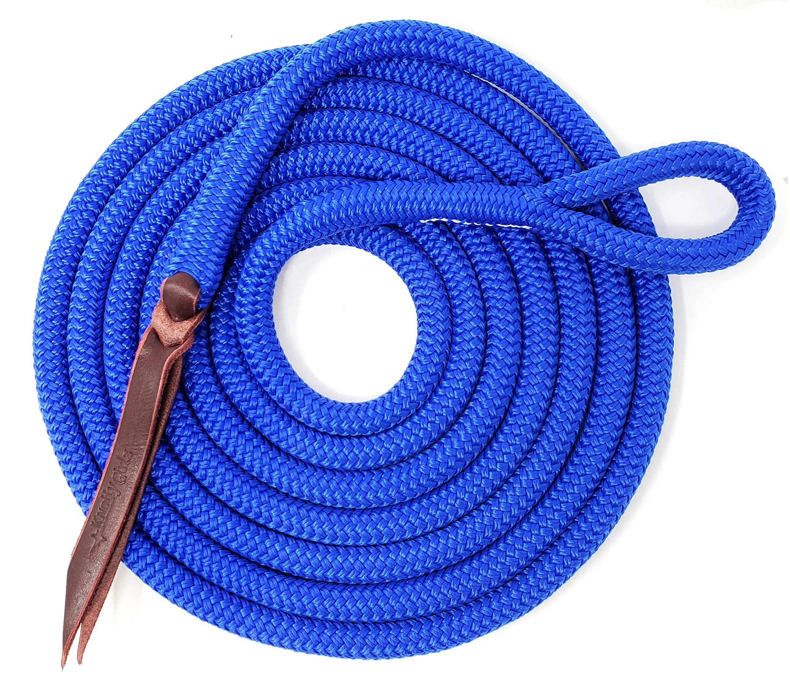 9/16 Double Braid Polyester Yacht Horse Lead Rope Natural Horsemanship with Option of Loop or Snap 12ft. or 14ft. Lengths (Ultra Marine, 14 ft. No Snap)