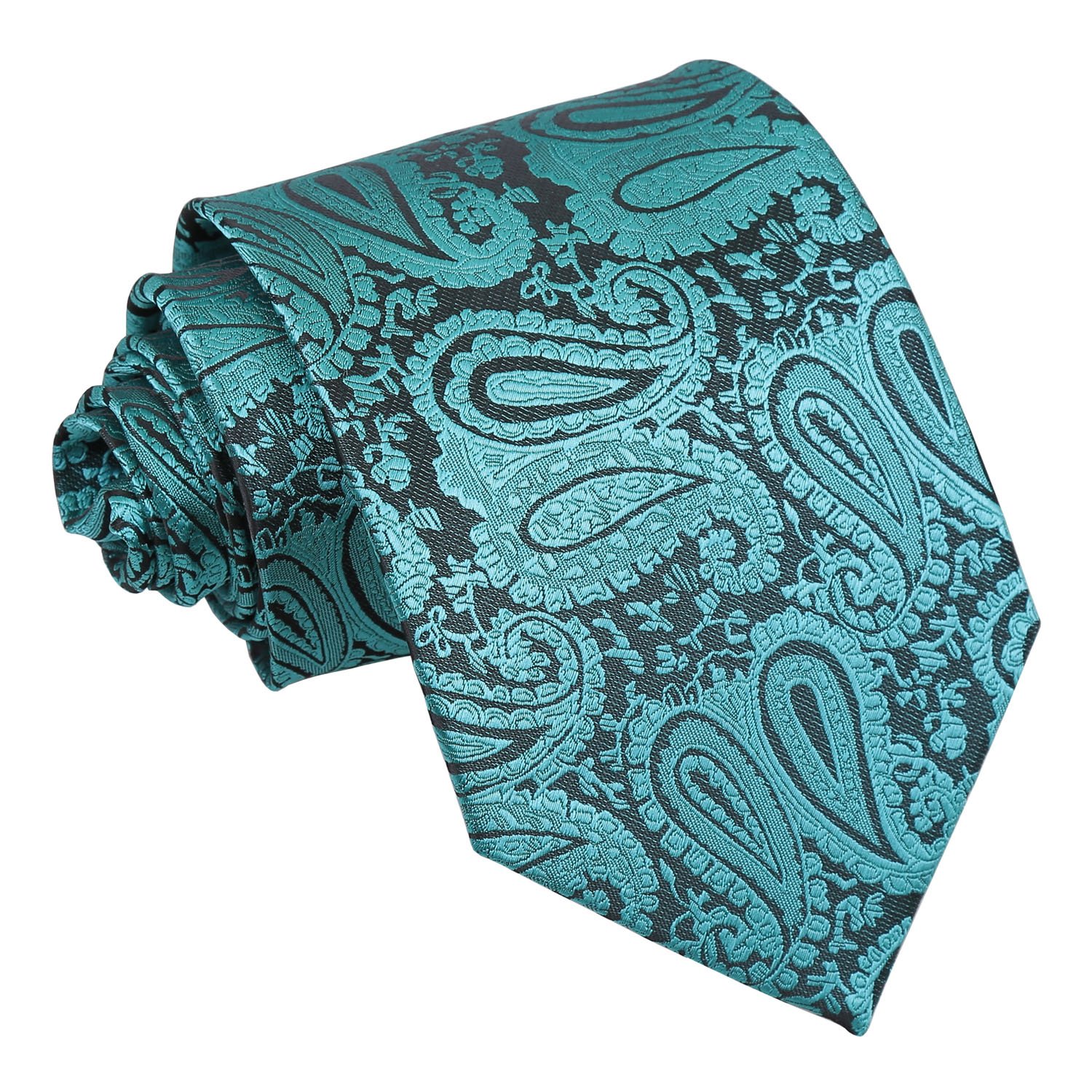 Dqt Men's Teal Paisley Floral Jacquard Tie – 9Cm Classic Width Necktie For Wedding Business & Formal Wear –