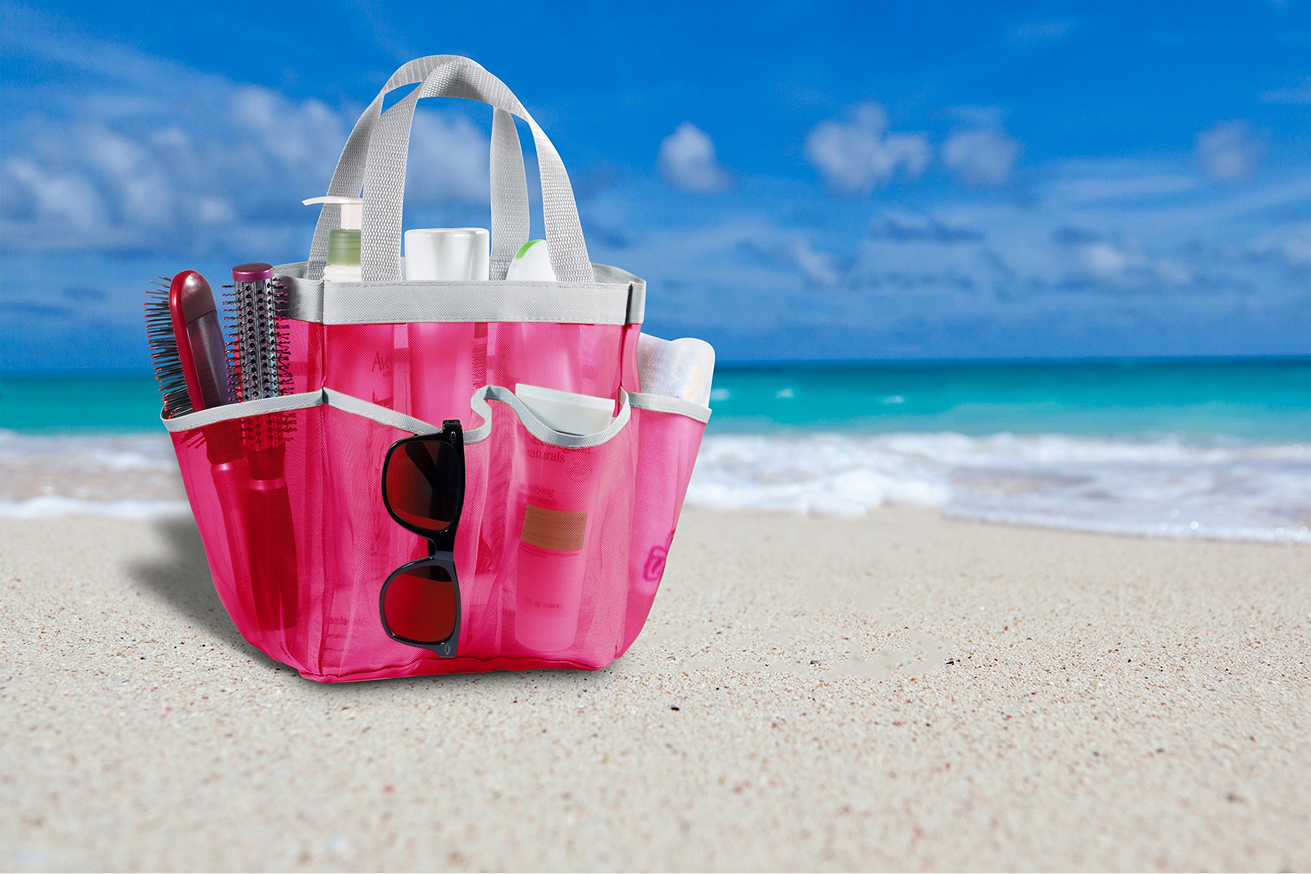 7 Pocket Shower Caddy Tote, Pink Keep your shower essentials within