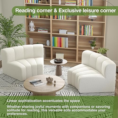 Vista 6 de LEVNARY Módulo redondo 1/8 para sofá modular (beige)