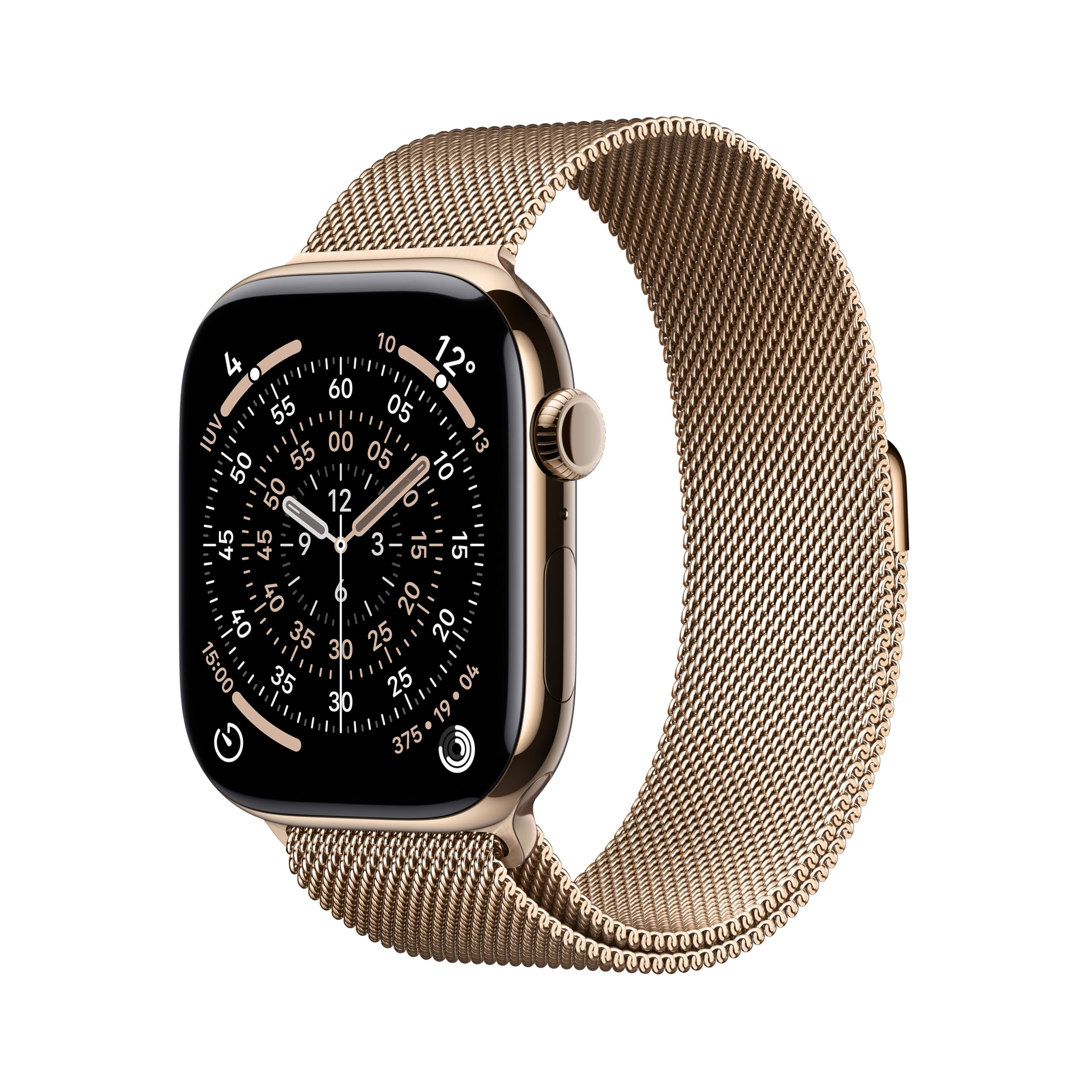 Apple Watch Series 11 GPS + Cellular, Cassa 46 mm in titanio color oro con Loop in maglia milanese color oro - S/M