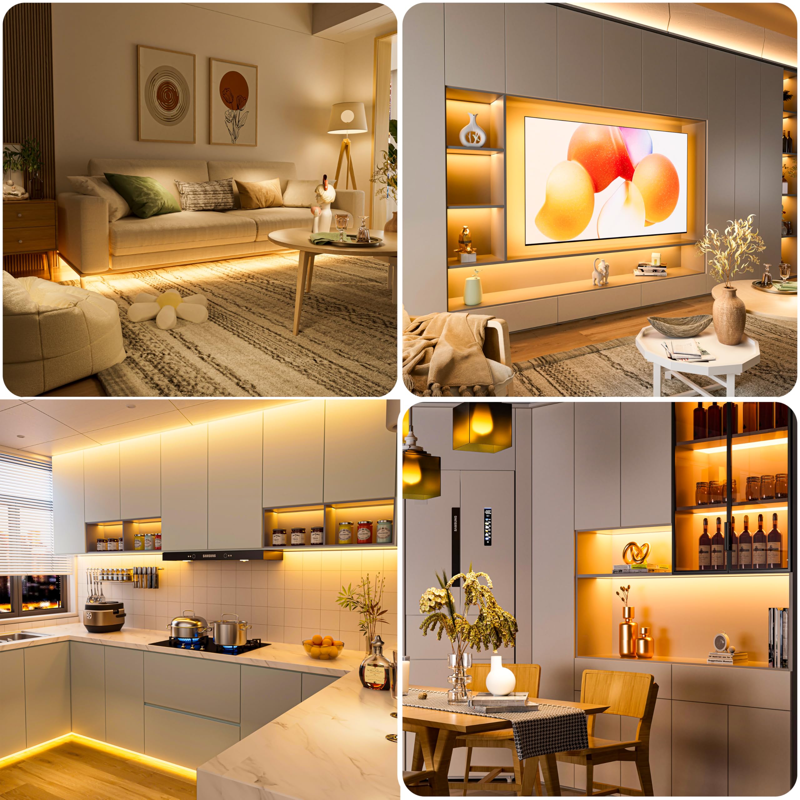 OULARA Tira LED COB 10M blanco cálido 2700K,Regulable 24V LED tira luces con RF Remoto y Alimentación,CRI90+ Flexible led Strip light para decoración del hogar,Función de Temporizador