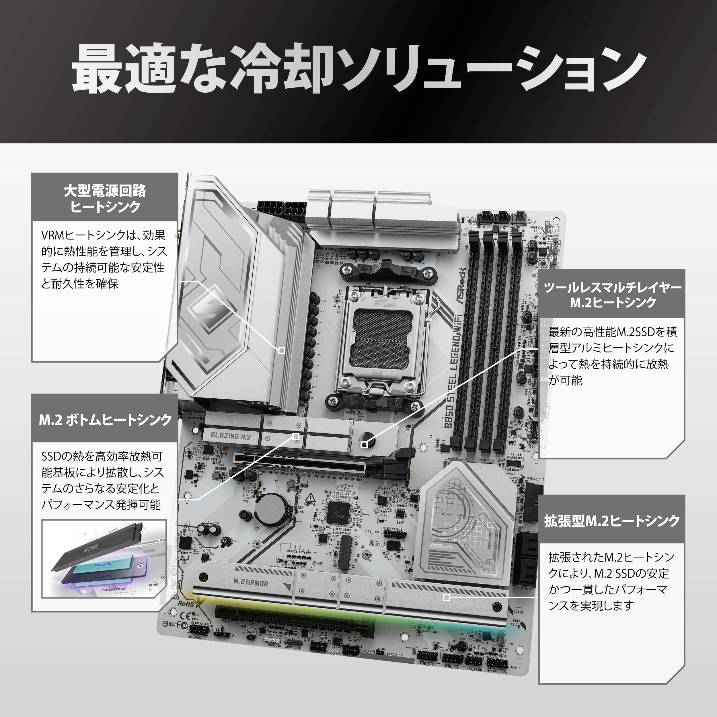 Amazon.co.jp: ASRock マザーボード B850 Steel Legend WiFi AMD