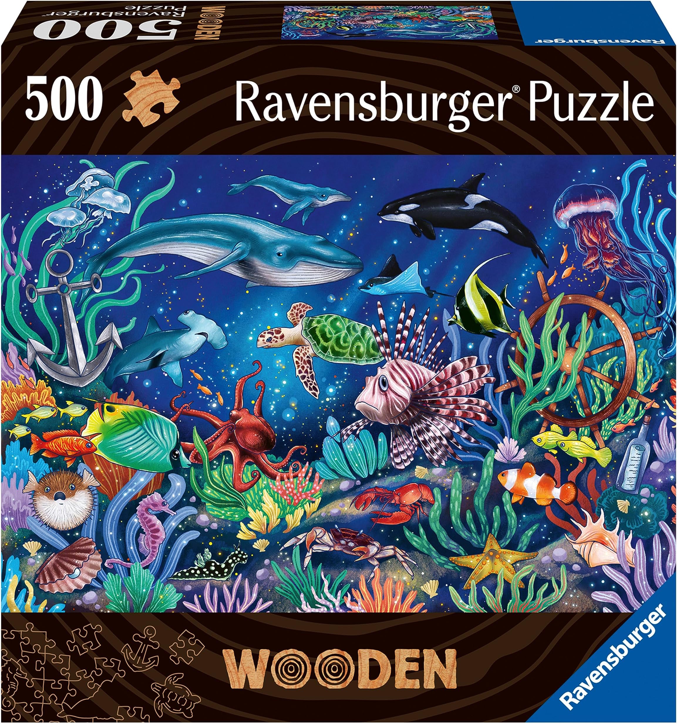 Ravensburger Wooden Jigsaw Puzzle for Adults and Kids Age 14 Years Up - Under The Sea 500 Pieces