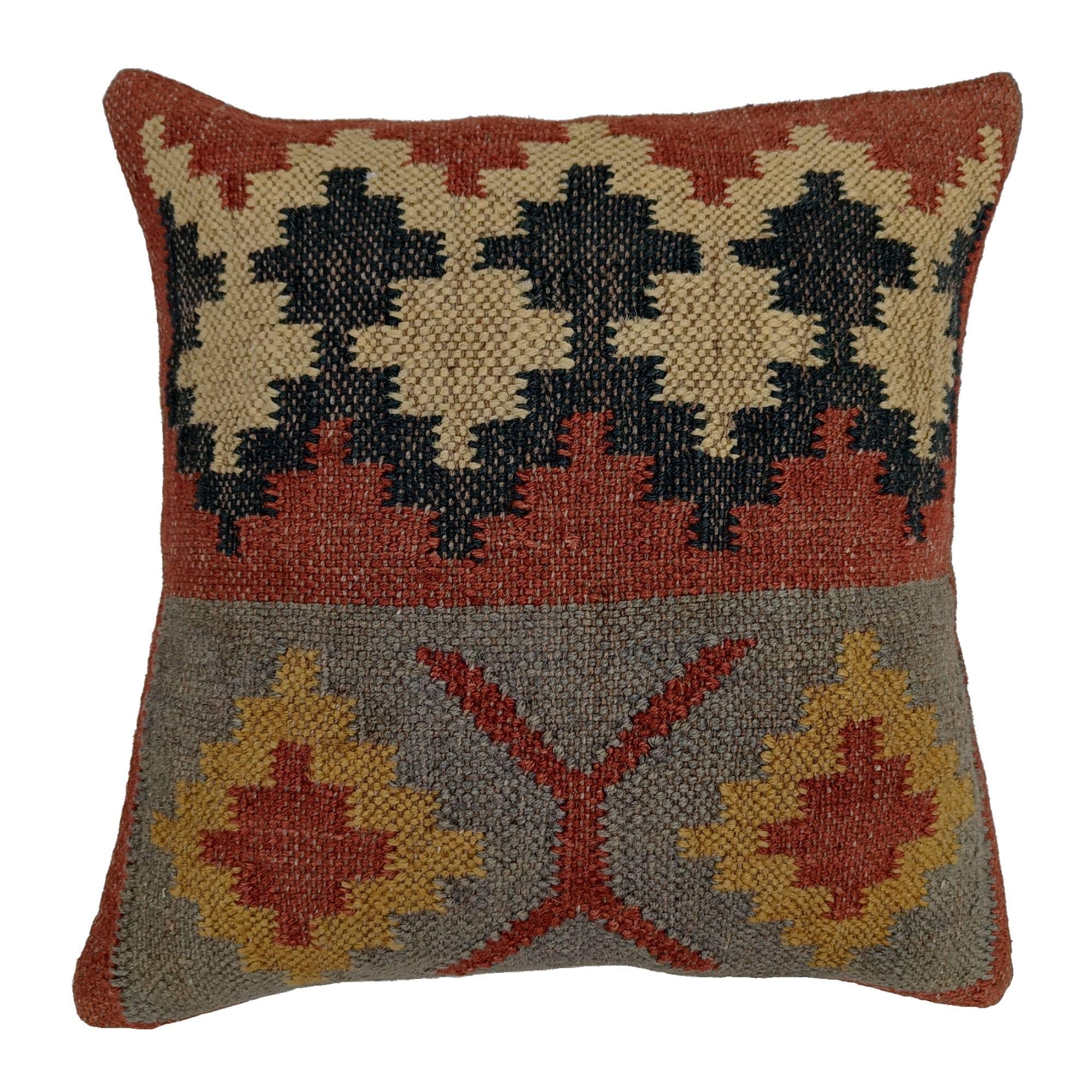 Trade Star Handwoven Square Kilim Pillow Cover Authentic Wool Jute Throw Pillow Case Decorative Outdoor Cushion Cover Rustic Boho Pillow Cover for Home Decor