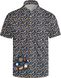Golf Polo Shirts for Men Funny Print Quick Dry Short Sleeve Performance Golf Shirts Moisture Wicking Polo Shirts