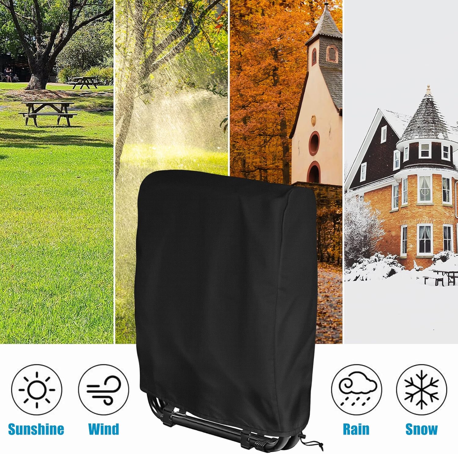 Kovshuiwe 2Pcs Outdoor Zero Gravity Folding Chair Cover Waterproof, Folding Chair Storage Covers All Weather, Dustproof 420D Oxford Anti Zero Gravity Chair Cover with Storage Bag, Black(96x84 cm，2Pcs)