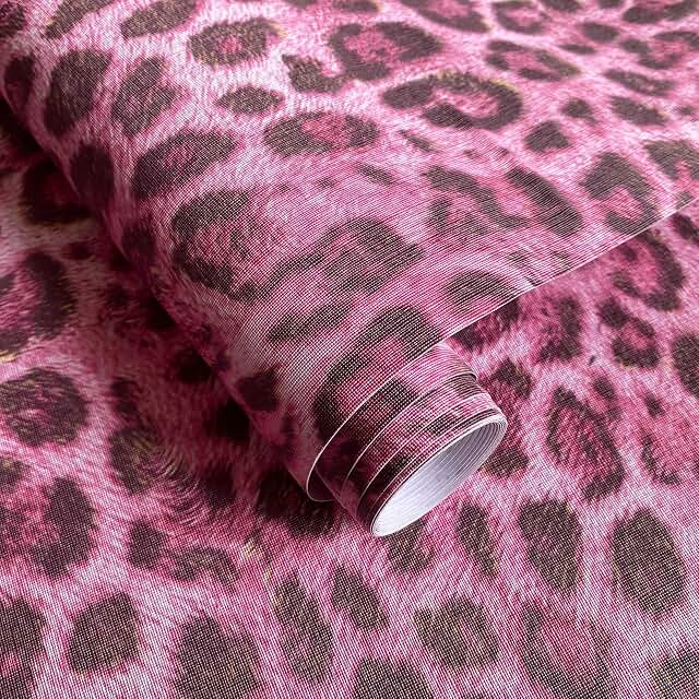 JiffDiff pink leopard print peel-and-stick wallpaper