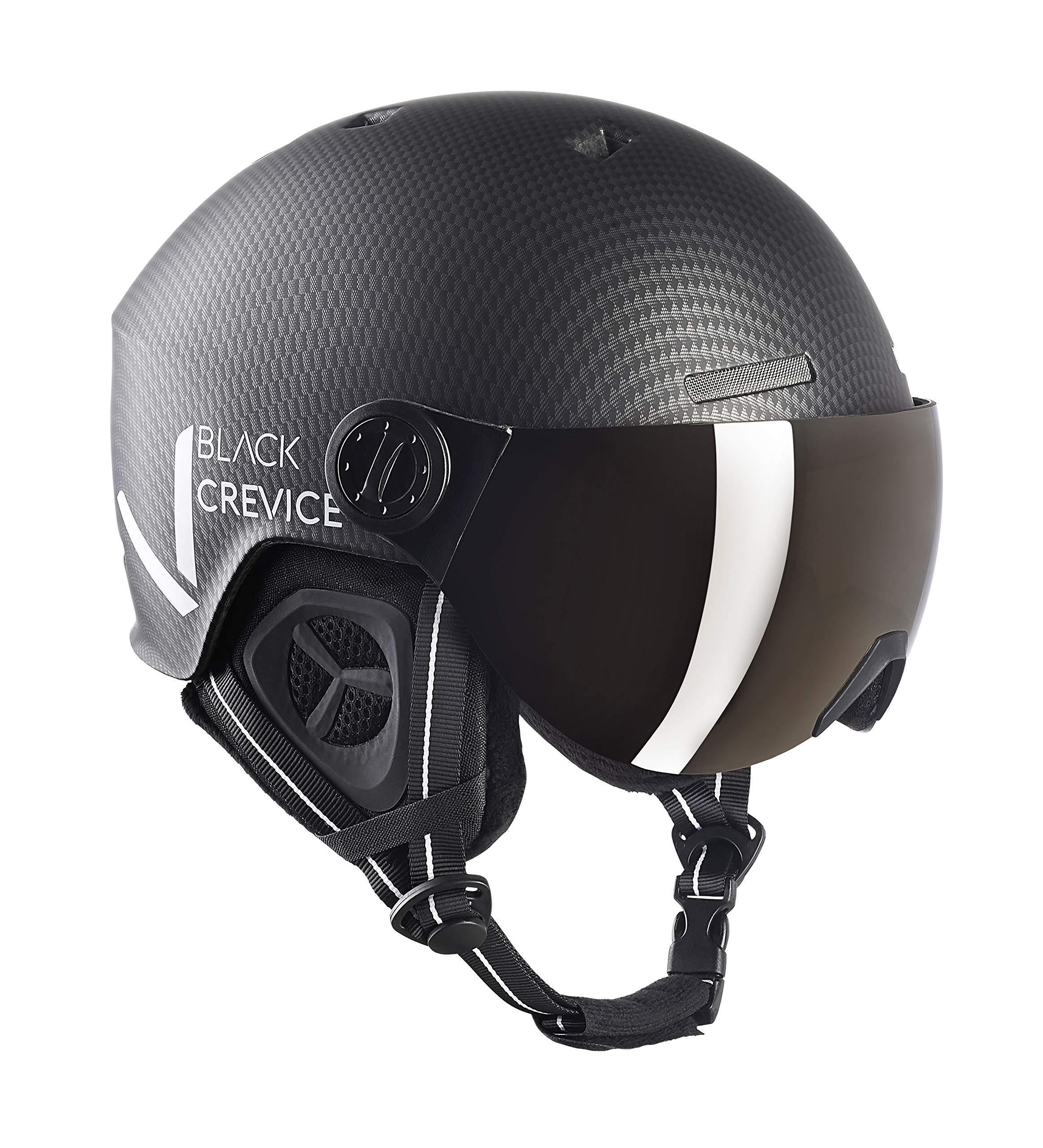 BLACK CREVICE Casque de Ski Sölden I Casque avec visière en Style Pilote de différentes Couleurs I Casque Hommes & Femmes I Casque de Snowboard Unisexe I Casque Respirant I Taille réglable