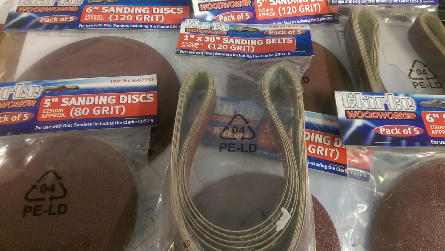 Genuine Clarke Sanding Discs for CBS15 Coarse 60 grit (Pk5) 6502345
