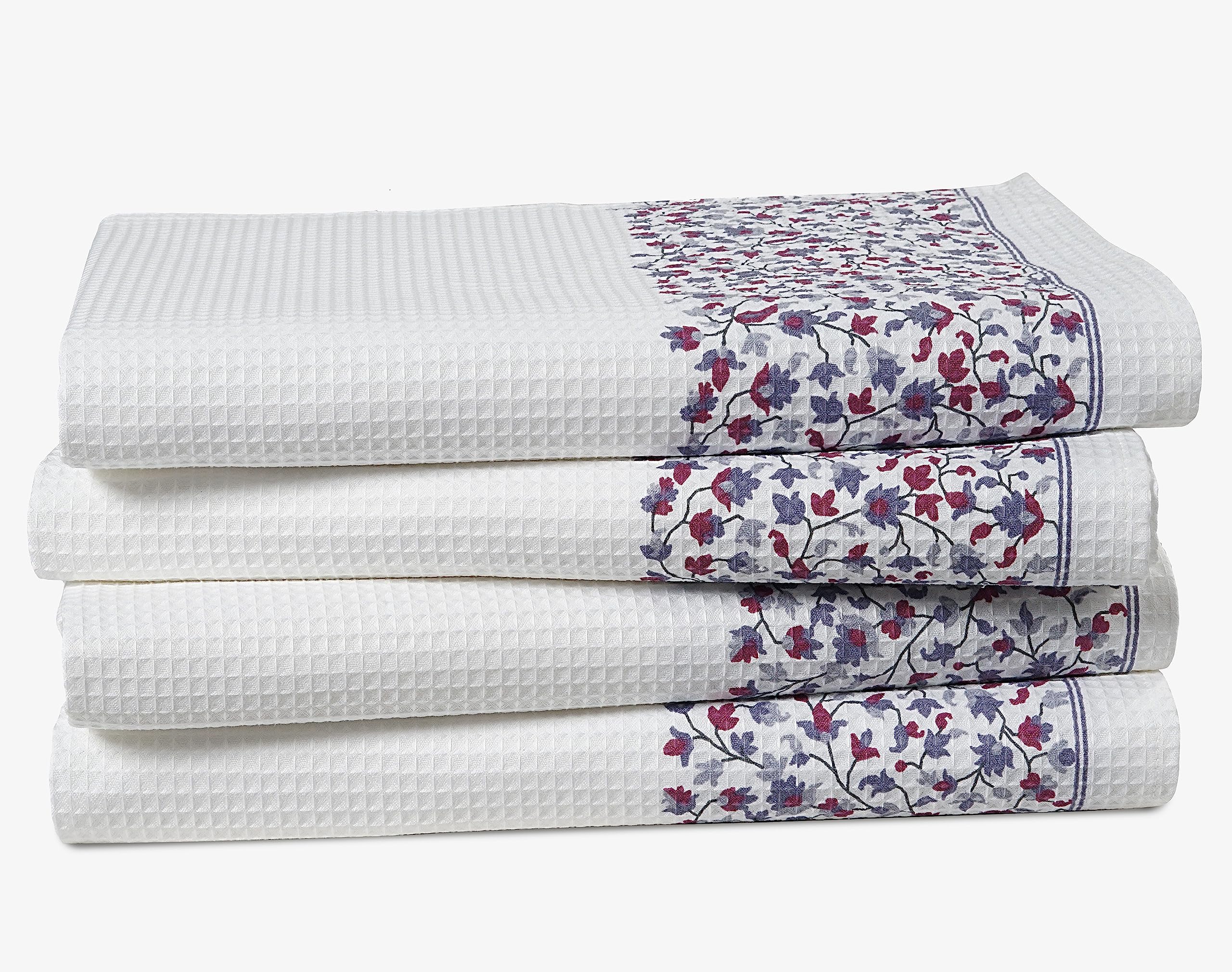 Lane Linen 100% Cotton Bath Towels (28"x54") - Set of 4 - Waffle Weave, Large Towel Sets - Super Soft & Absorbent - Quick Dry Shower Towels for Bathroom - Remains Soft after Washing - White Towel Sets