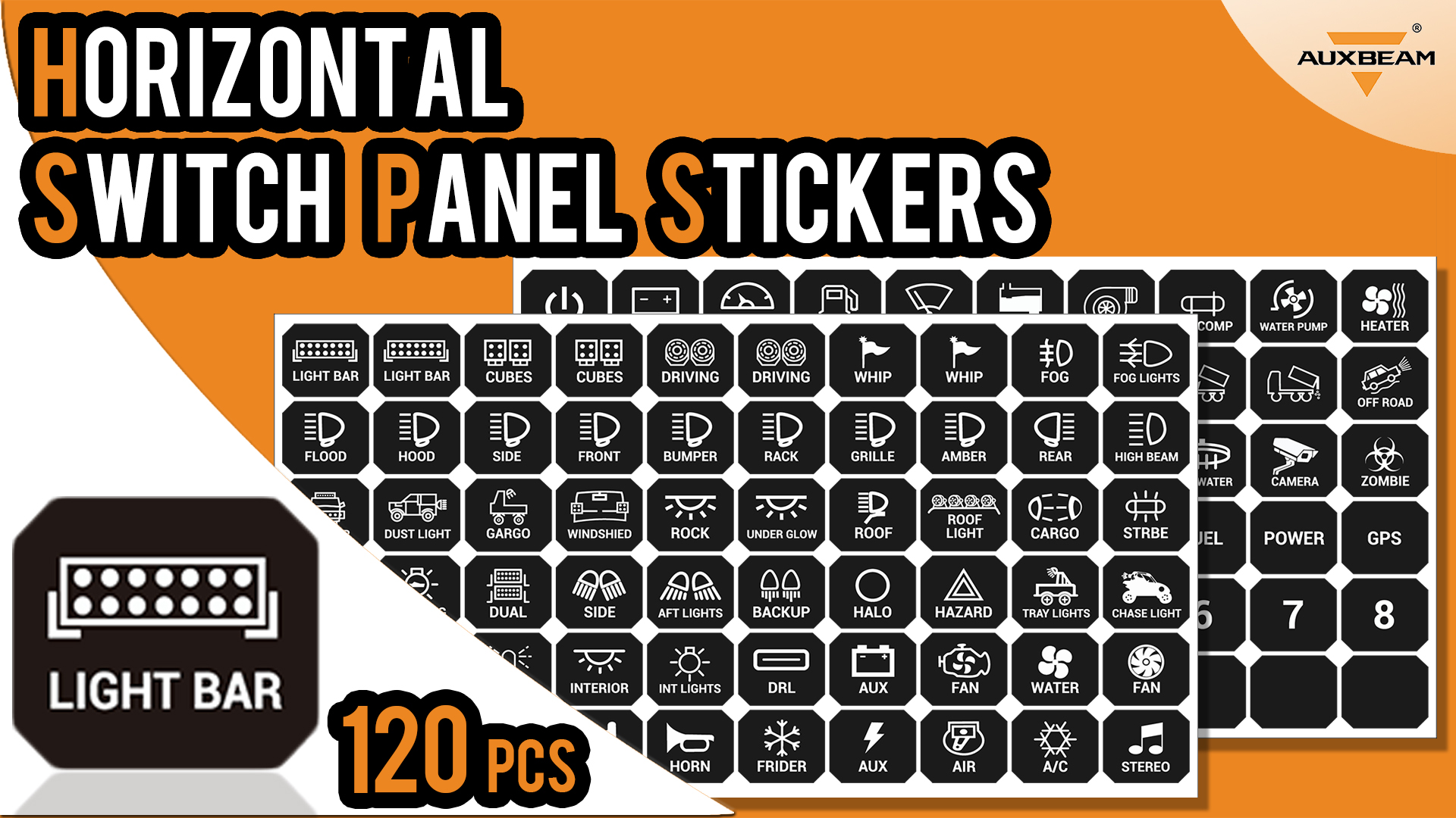 Amazon.com: Auxbeam 160Pcs Horizontal Switch Panel Sticker, Switch