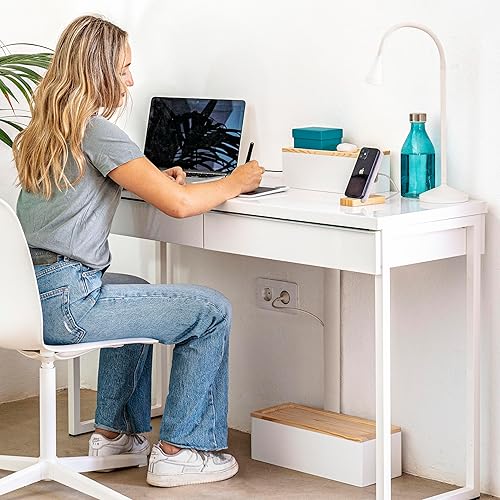 Miniatura 4 de NATURE SUPPLIES Juego de 2, cajas de gestión de cables de madera, organizador de cables grande y mediano para ocultar cables y tiras de alimentación