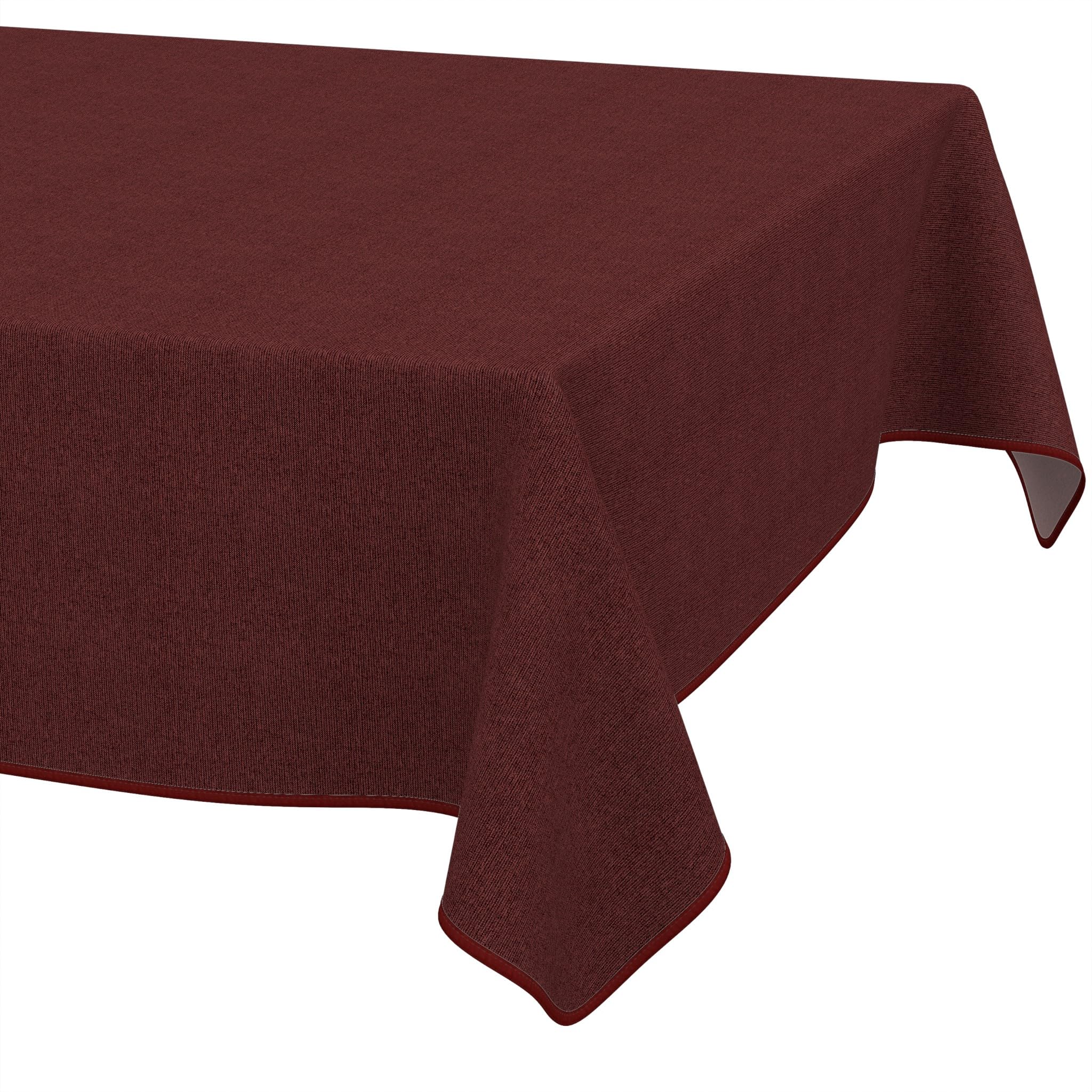 ANRO Washable Tablecloth Bordeaux Linen Look Rectangular 240 x 140 cm - Garden Tablecloth Indoor Outdoor Water-Repellent Dirt-Repellent Easy Care with Hem