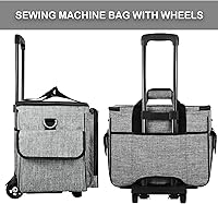 Vista 4 de CAB55 Estuche enrollable para máquina de coser, estuche de transporte desmontable con ruedas, bolsa de transporte con fondo extraíble de madera