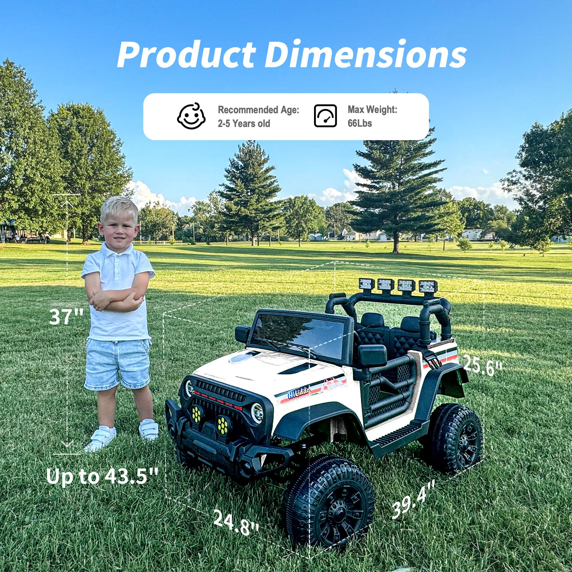 Hikiddo Electric Car for Kids 3-5, 12V Ride on Car with Remote Control, White, 24V - Image 3