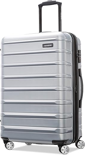 Samsonite Omni 2 24-Inch Medium Checked Hardside Luggage with 360° Spinner Wheels - Scratch Resistant Hardshell - TSA Lock - Expandable Polycarbonate Shell for Lightweight Travel - Artic Silver