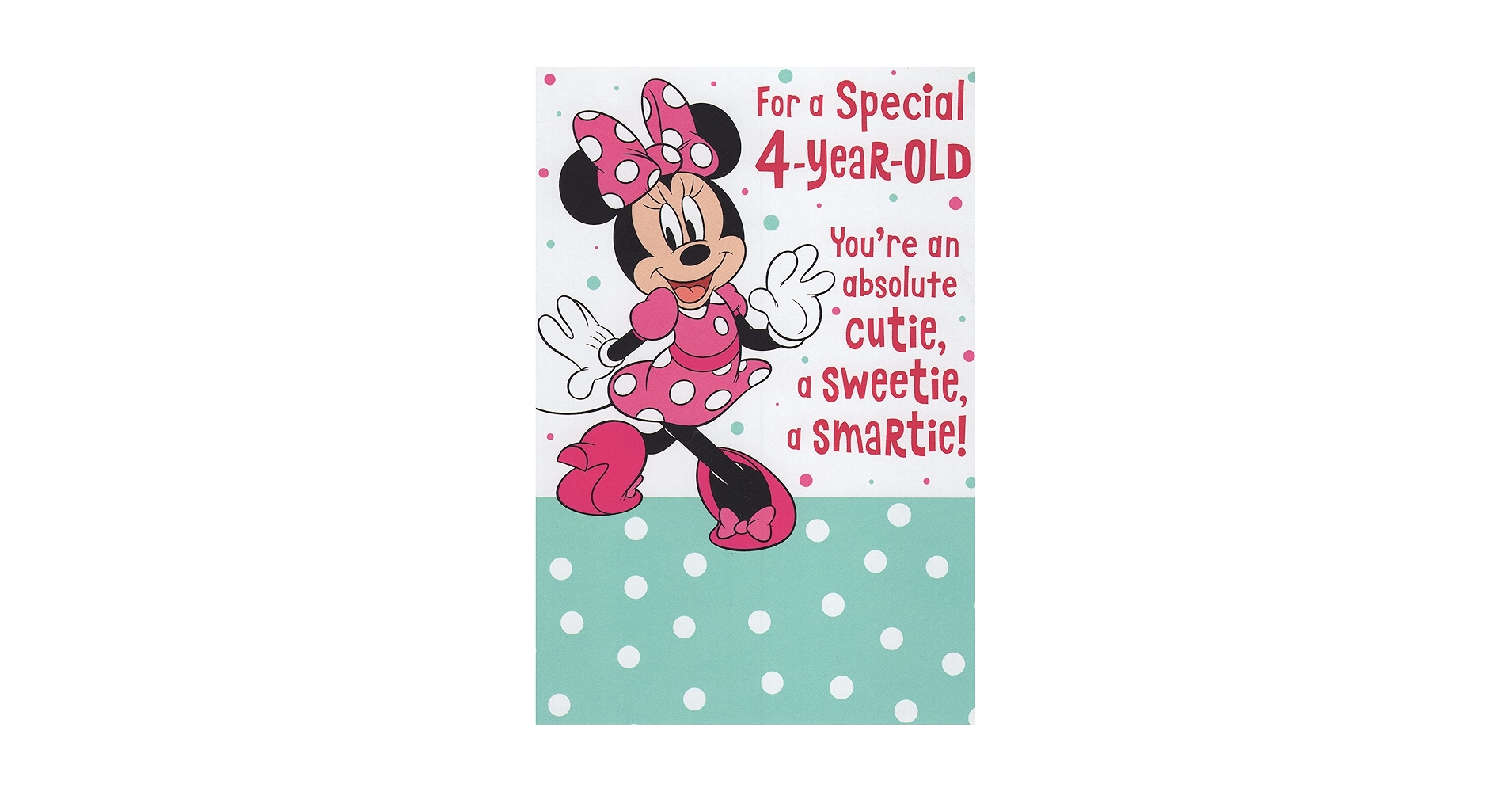 Amazon.com: Minnie Mouse Happy 4th Fourth Birthday Card (Age