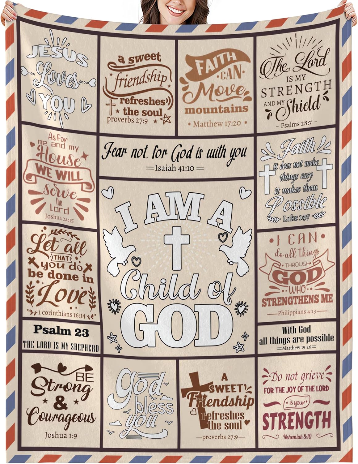 BOOPBEEP Christian Get Well Gifts for Women, Inspirational Religious Birthday Gifts Friendship Faith Based Gifts Throws Blanket 50"x60" with Bible Verse Saying Child-of-god-yellow 50"x60"
