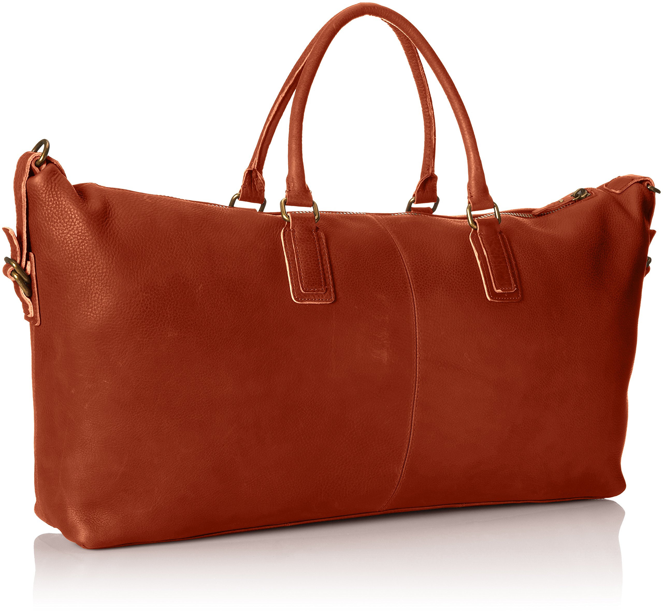 JD Fisk Men's Classic Leather Weekender Bag, Tan, One Size