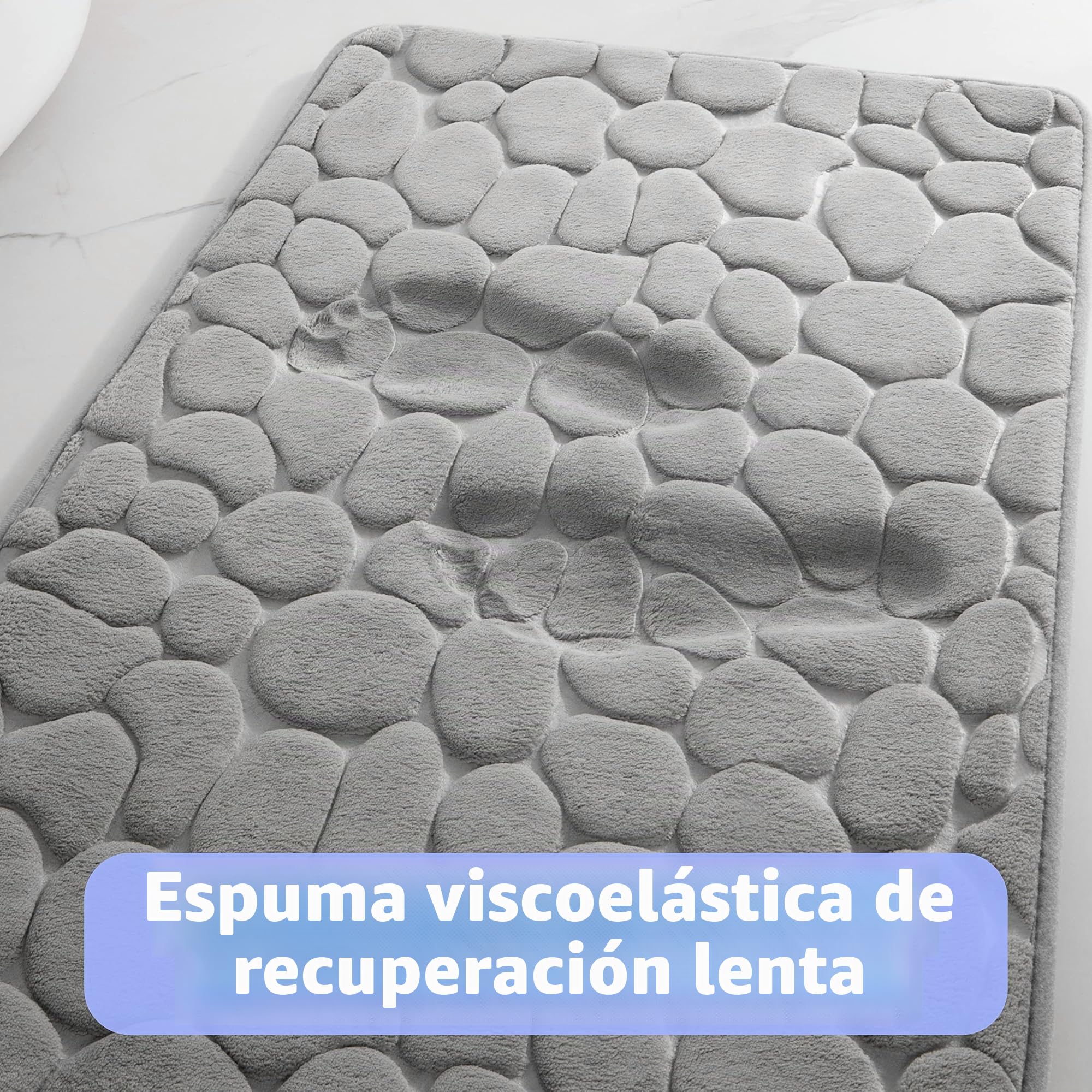 Chakme Alfombrilla de baño, Espuma viscoelástica, Absorbente, Alfombrilla de ducha 43 x 61 cm, Gris Claro