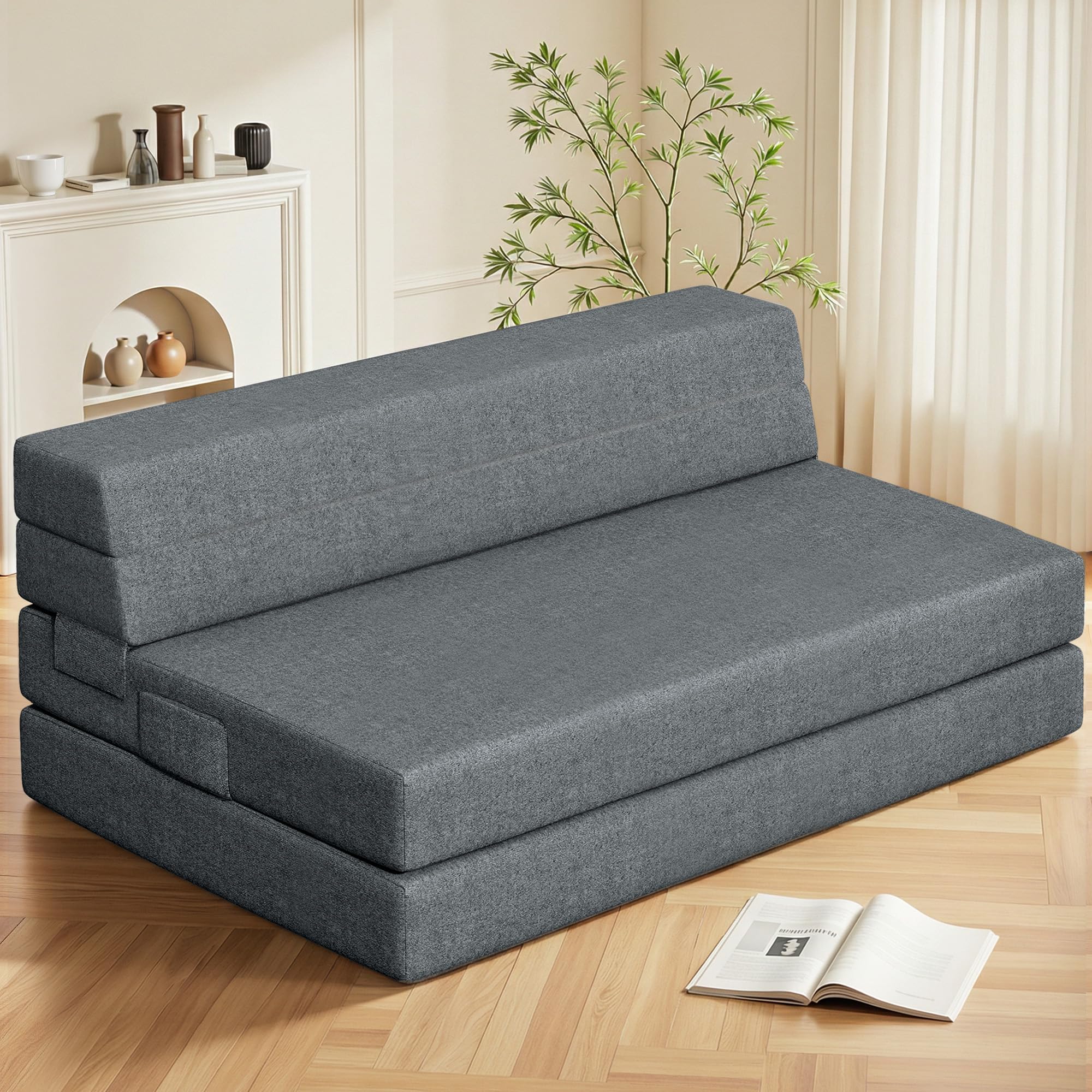 Youzi Folding Sofa Bed Queen, 6 Inches Foam Floor Sofa and Folding