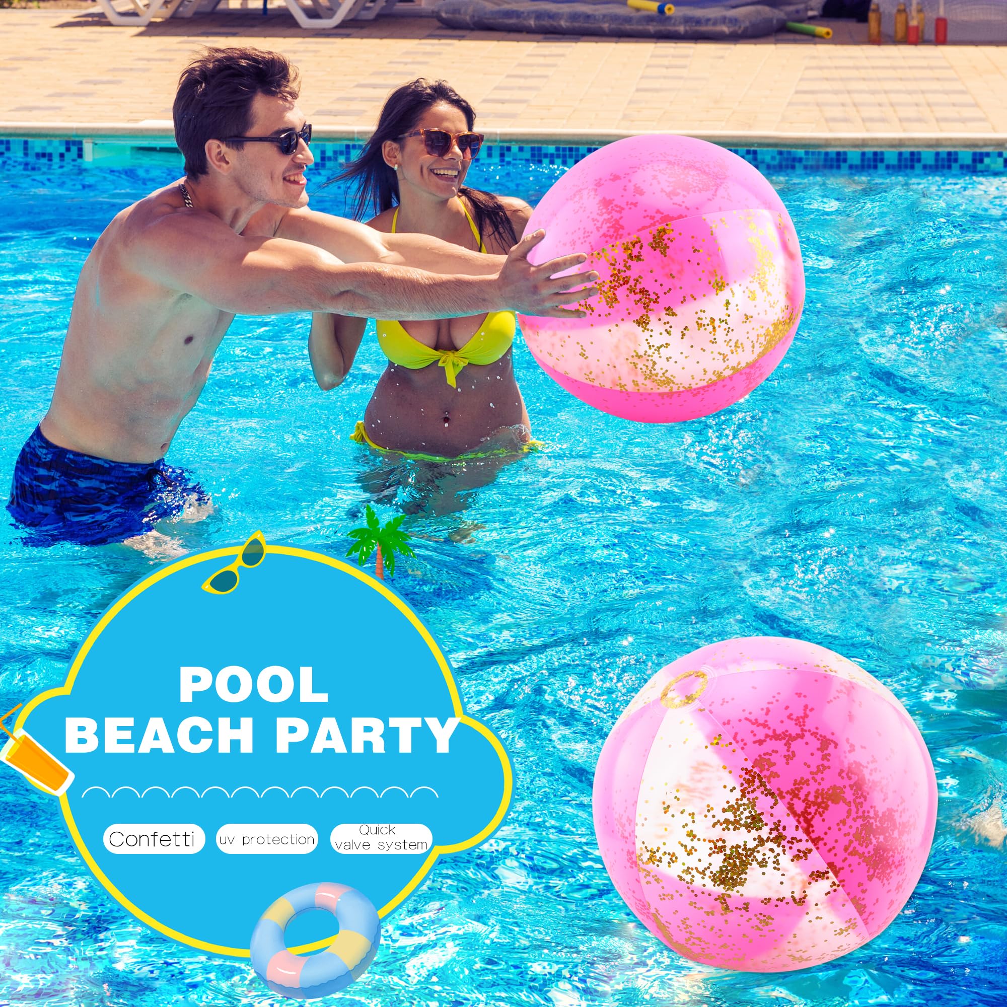 Summer Party Favors 24 Pack Pink Confetti Beach Balls - 8 Inch ...