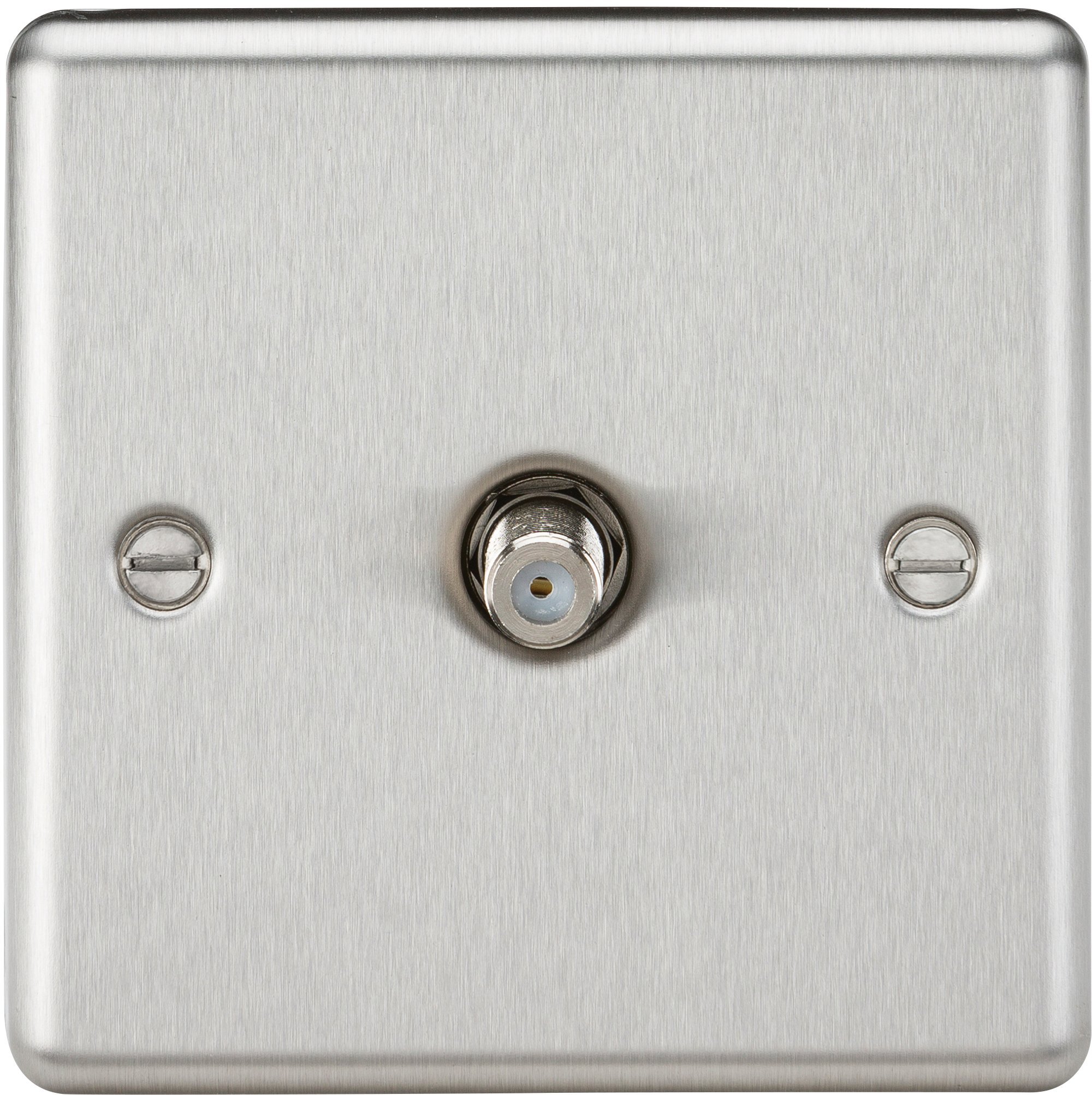 Knightsbridge CL015BC Sat TV Outlet-Rounded Edge Brushed Chrome