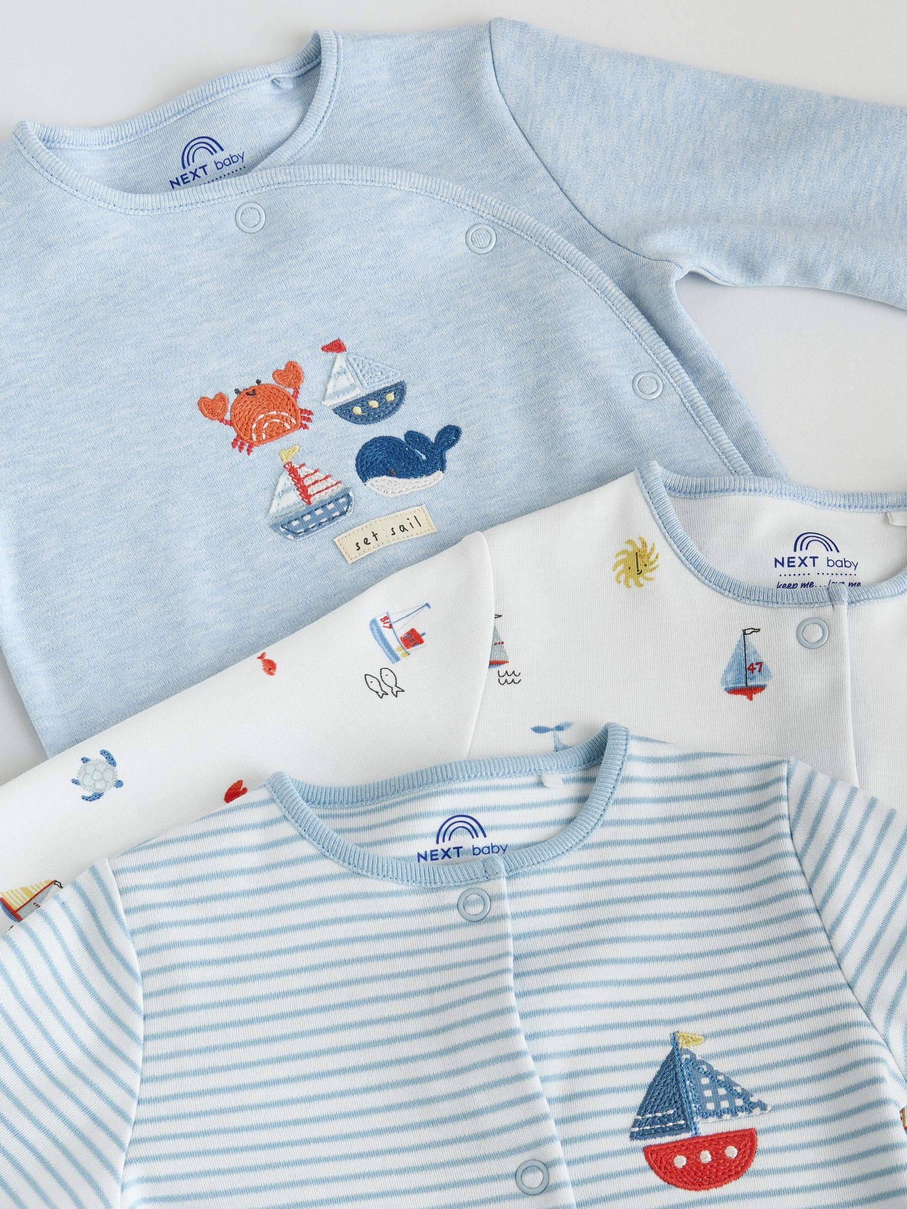 NEXT Bebés niño Pack de 3 Pijamas Tipo Pelele de bebé