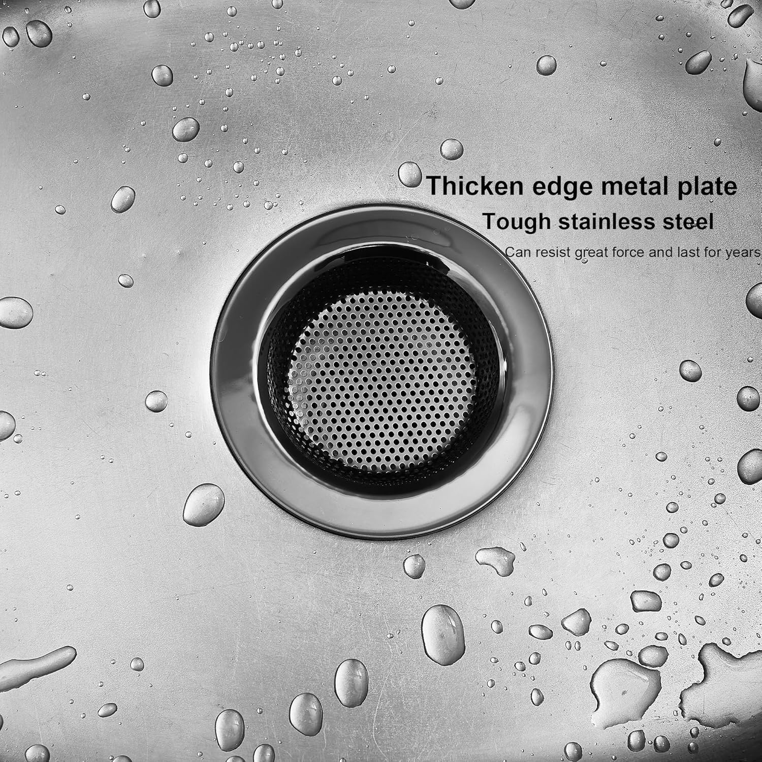 LASSHSWA Kitchen Sink Strainer Stainless Steel, Kitchen Sink Drain Strainer, Silver-Black Sink Strainers for Kitchen Sinks with Large Wide Rim 4.5" Diameter (2 PCS) - Image 4