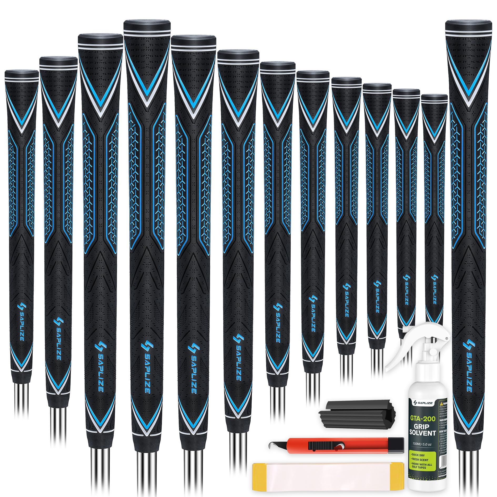 High-performance Rubber Golf Grips 13 Pack, High Shock Absorption, Non-slip, Choose from 13 Grips with 15 Tapes or Full Regripping Kit, Std/Mid/Jumbo, CC10 Series