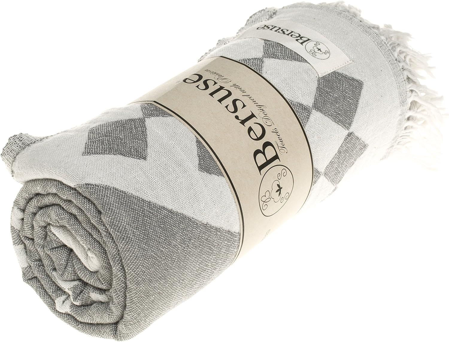 Bersuse 100% Cotton Bahamas Turkish Towel - 37x70 Inches, Silver Gray