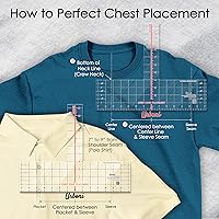 Vista 2 de (2 tamaños para adultos) Herramienta de colocación de logotipo en el pecho izquierdo, guía de regla de camiseta, bolsillo de alineación de vinilo