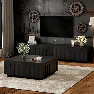 Elegant TV Stand & Coffee Table Set of 2,Multi-Functional Media Console ...