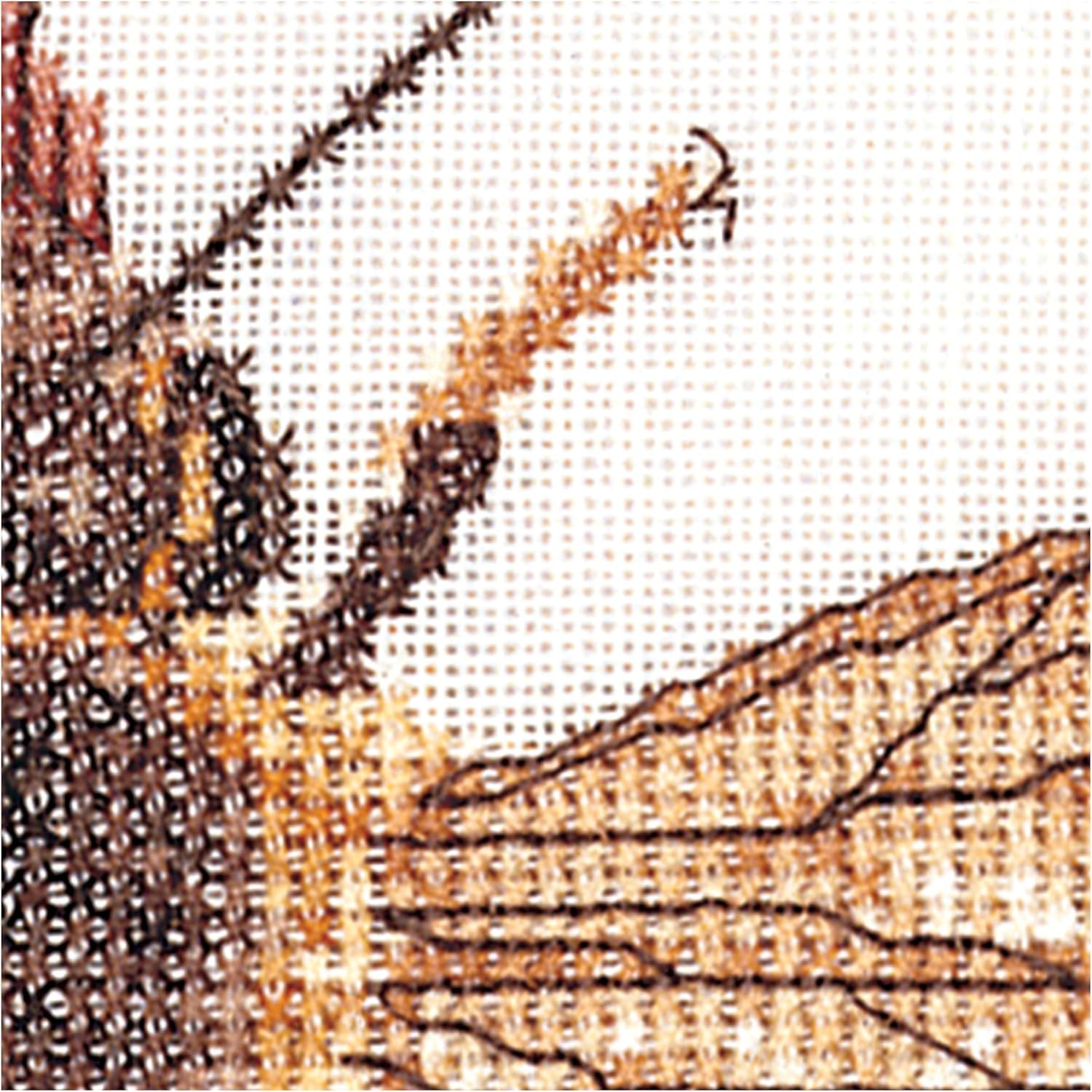 Thea Gouverneur - Counted Cross Stitch Kit - Honey Bee - Aida - 16 Count - Embroidery Kit for Adults - DMC Embroidery Threads and Other Cross Stitch Supplies Included - 3017A