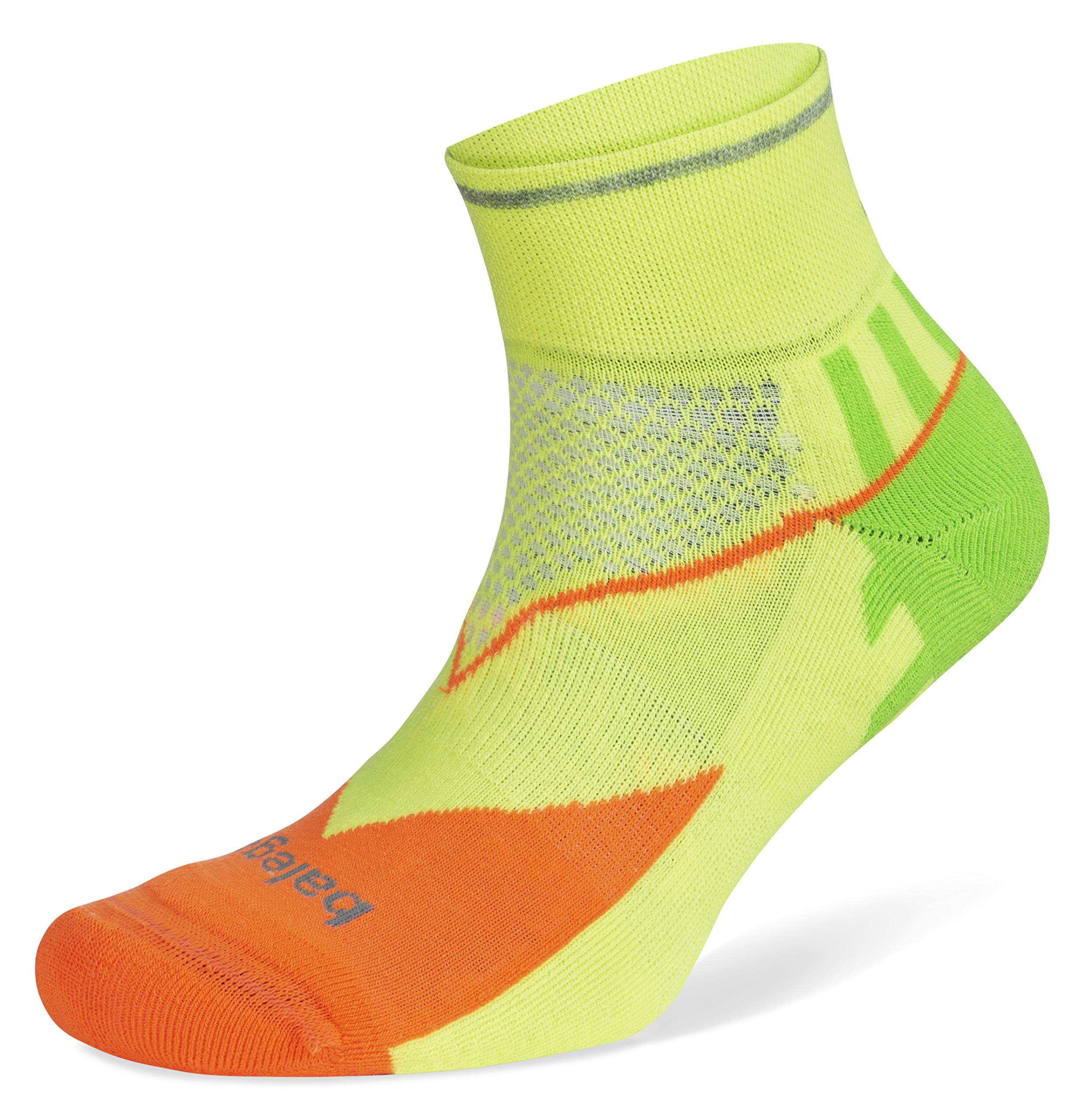BalegaEnduro Reflective V-Tech Quarter Socks for Men and Women (1 Pair), multi-neon, x-large