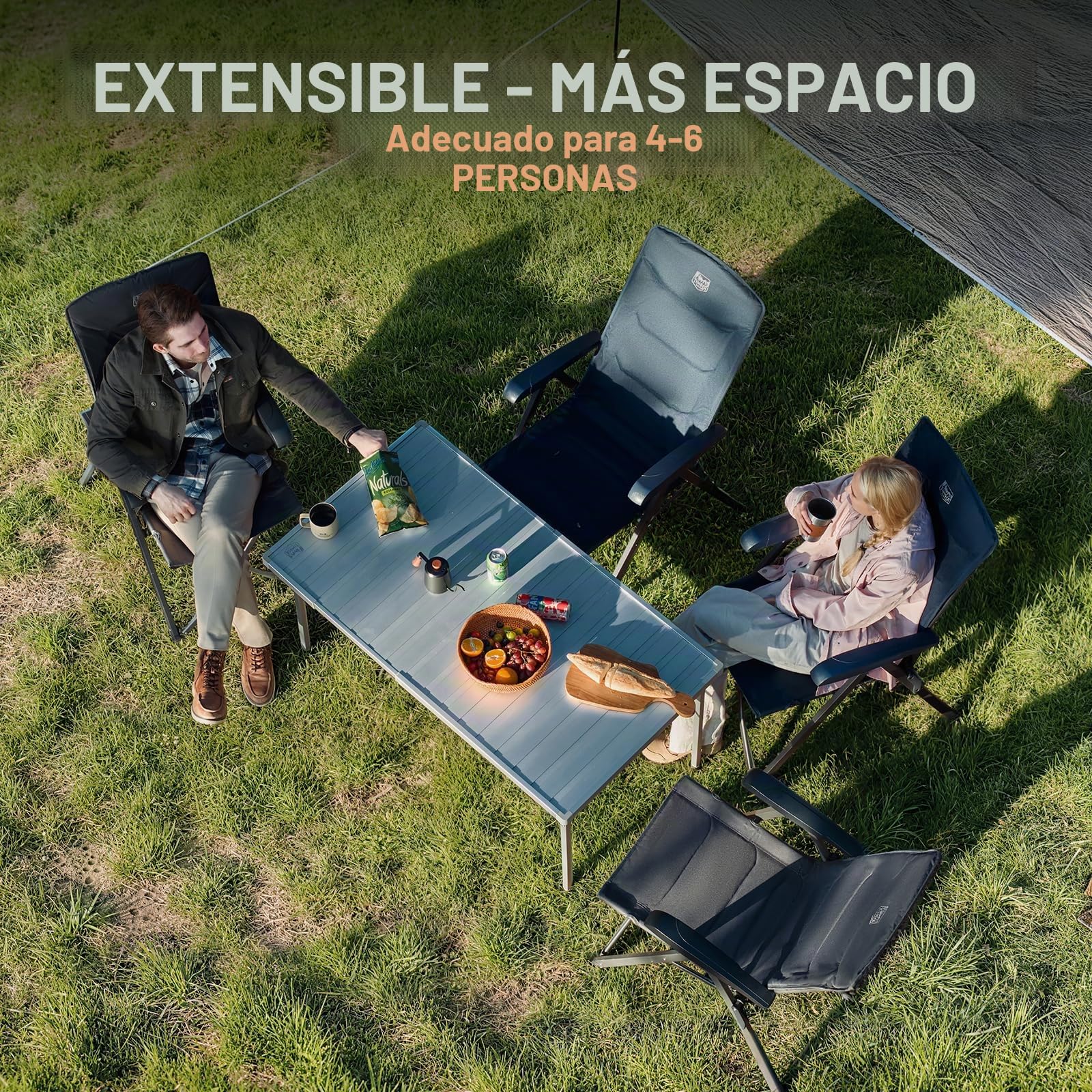 TIMBER RIDGE Mesa de camping plegable, altura ajustable, mesa plegable portátil para picnic, cocina, jardín, senderismo, viajes, 94 x 70 cm