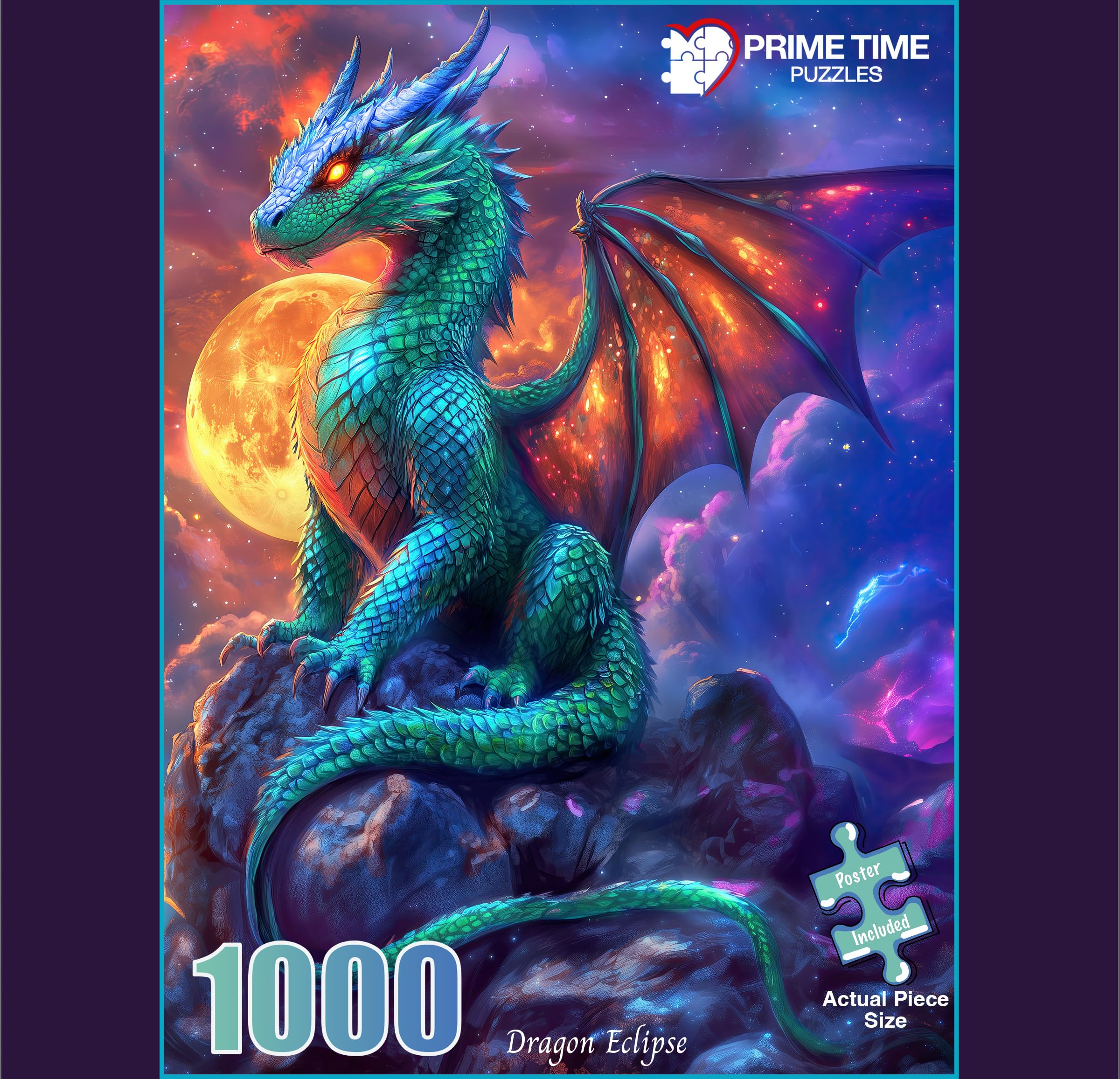 Puzzle 1000 Pezzi Drago – Dimensioni 75x50 Cm, In Cartone Riciclato, Con Poster Guida, Per Adulti E Ragazzi