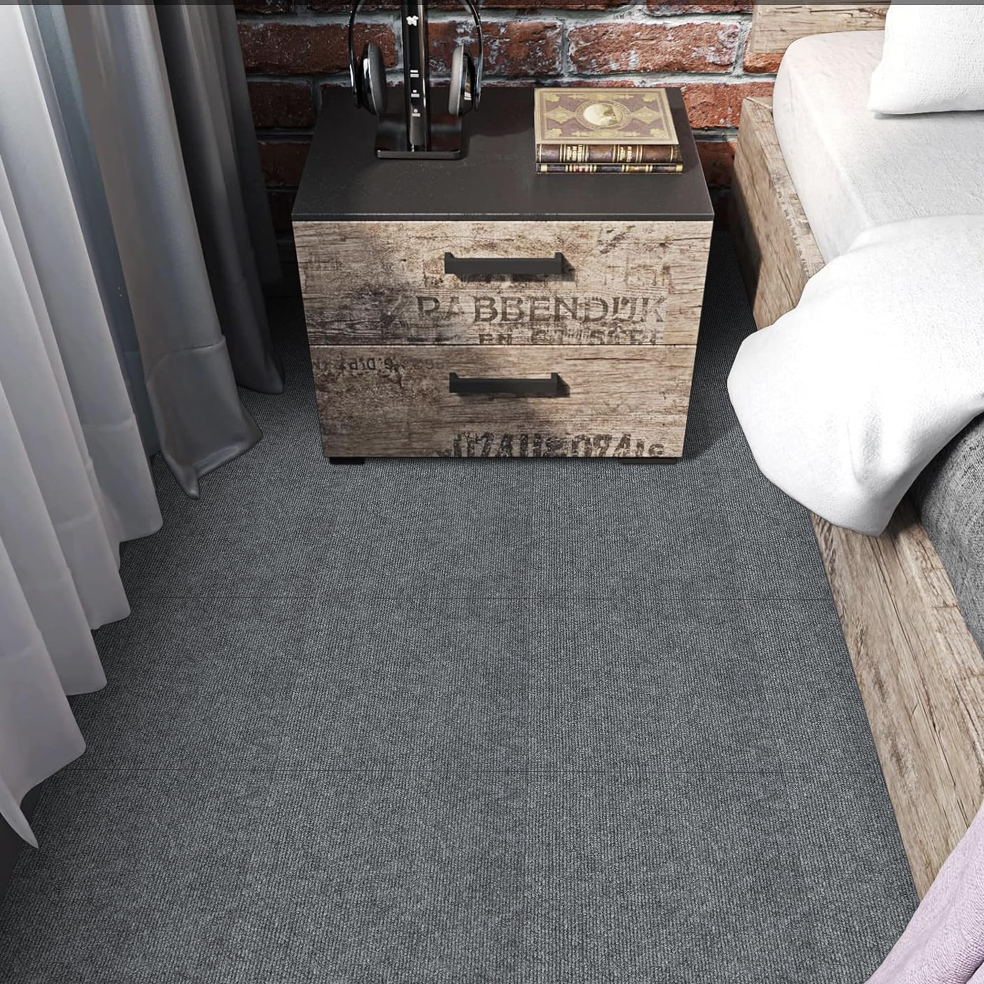 Elffloor Carpet Tiles Self Adhesive Carpet Floor Tiles, Anti-Slip Flooring Rugs for Living Room Office Bedroom, Light Grey Peel and Stick Rugs Thick 4.5mm 30 x 30 cm 50pcs