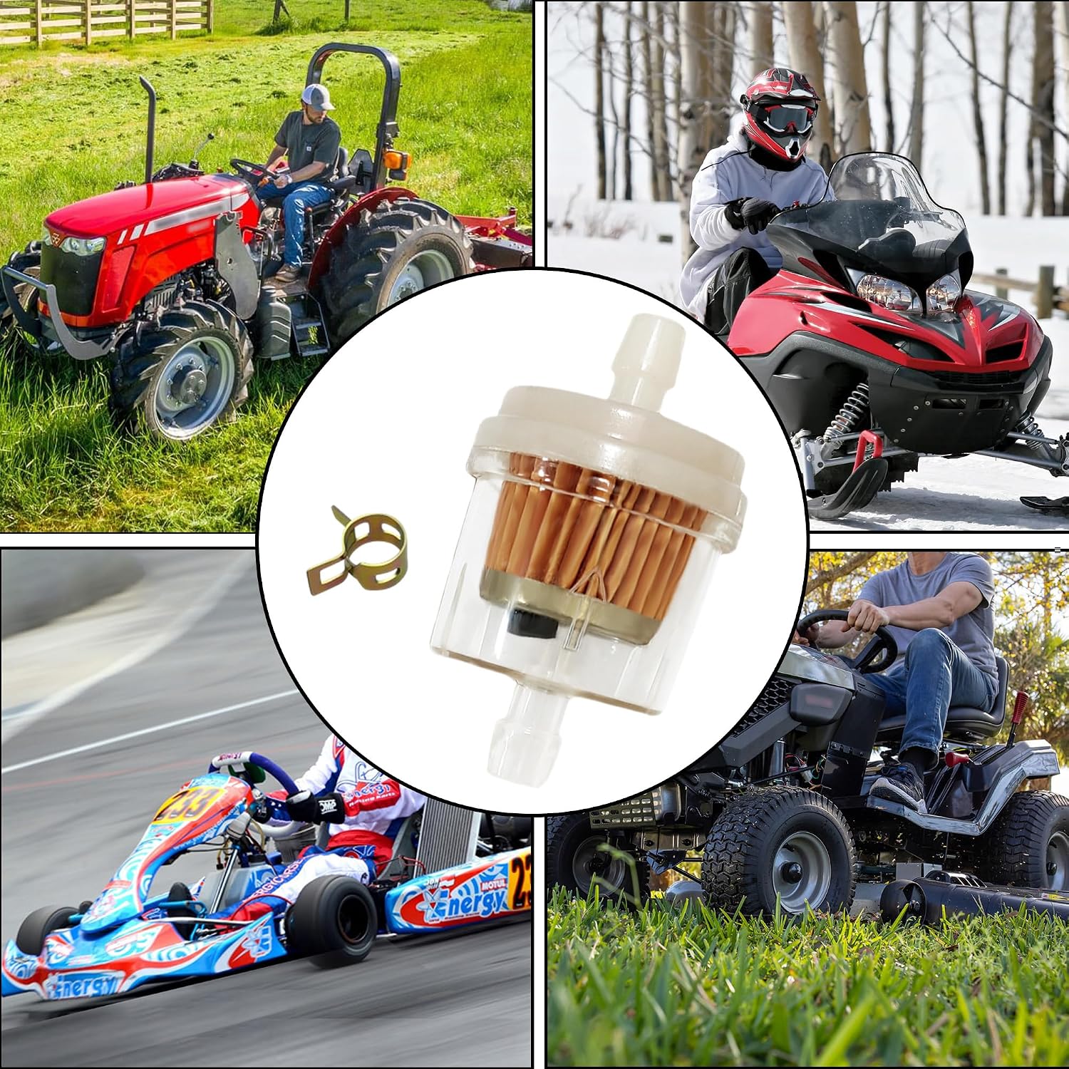 Strongthium 1/4 Gas Inline Fuel Filter with Magnet Replacement for 6mm-7mm ATV Scooter Go Kart Dirt Bikes Snow Blower Motorcycle Lawn Mower Taotao Small Tractors Snow Mobiles Garden Tillers Generators